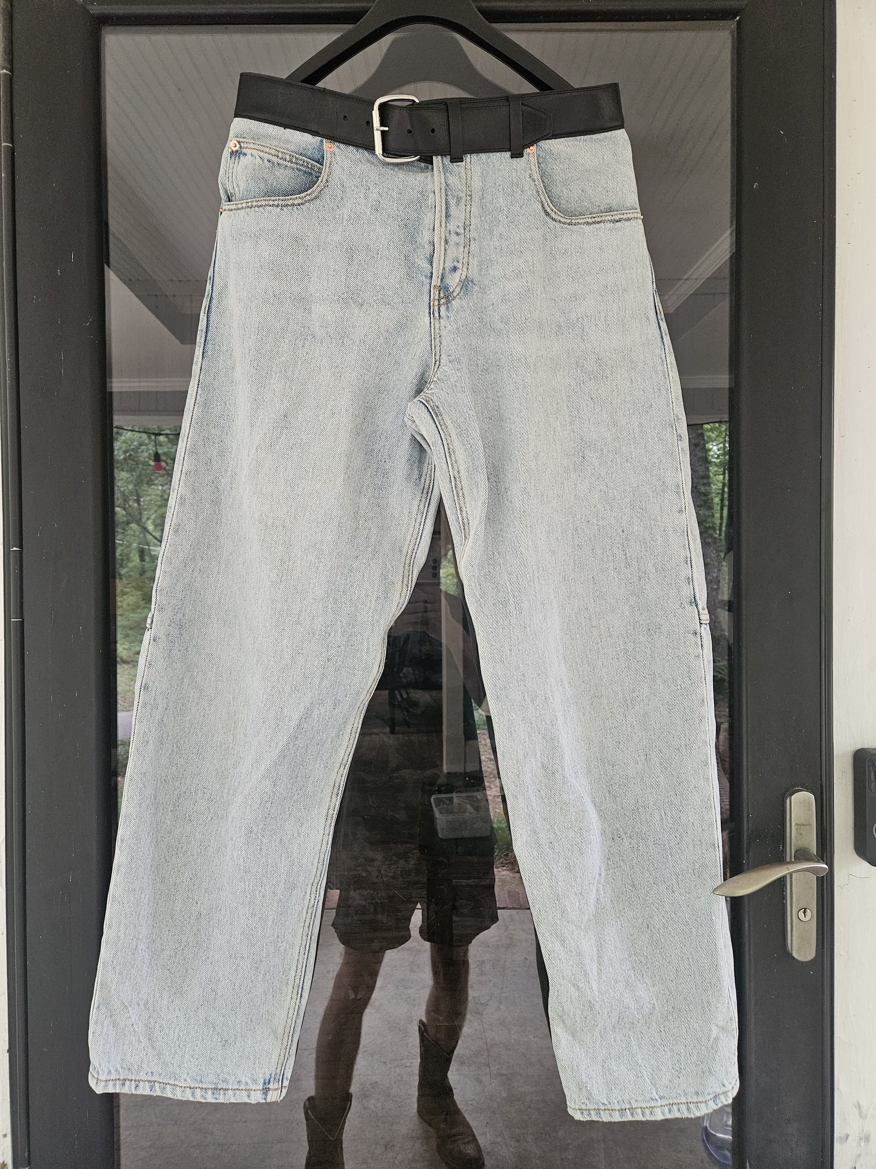 Alexander Wang Black Belt Waist Baggy Blue Denim Jeans Size US 32 / EU 48 - 1 Thumbnail