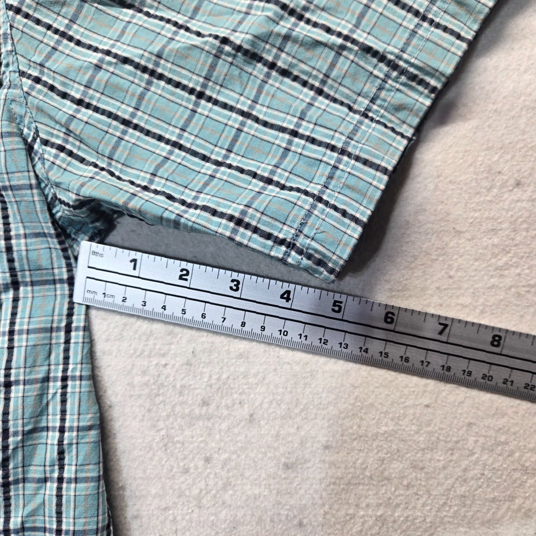 Vintage Schmidt Shirt Blue Plaid Short Sleeve Button-Up Adult Men L Large Pocketed 100% Cotton Button-Down Collar Outdoor Size US L / EU 52-54 / 3 - 5 Thumbnail