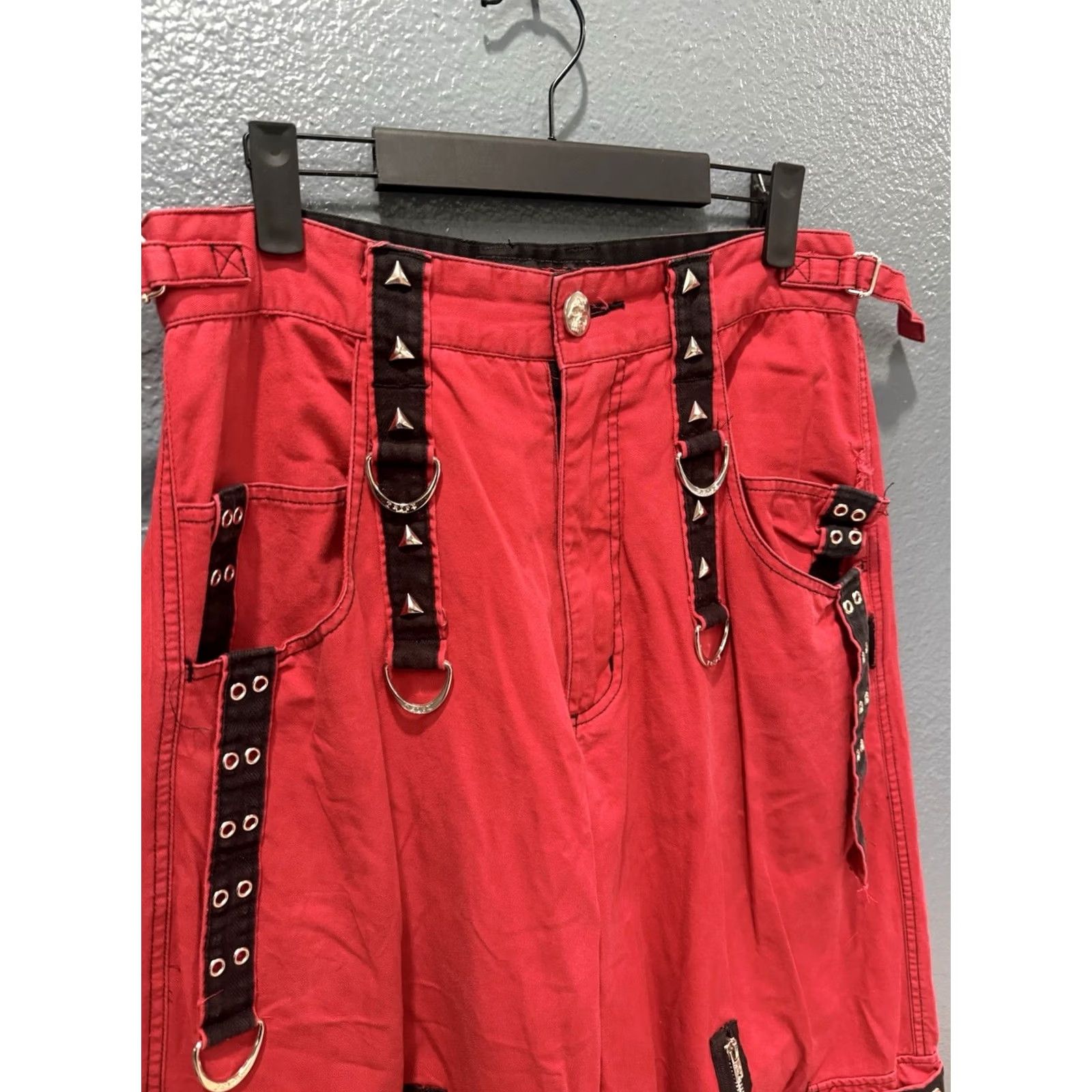 Trippen VINTAGE Tripp NYC Pants Size Medium Red Y2K Baggy Wide Leg Raver Men’s Size US 31 - 4 Thumbnail