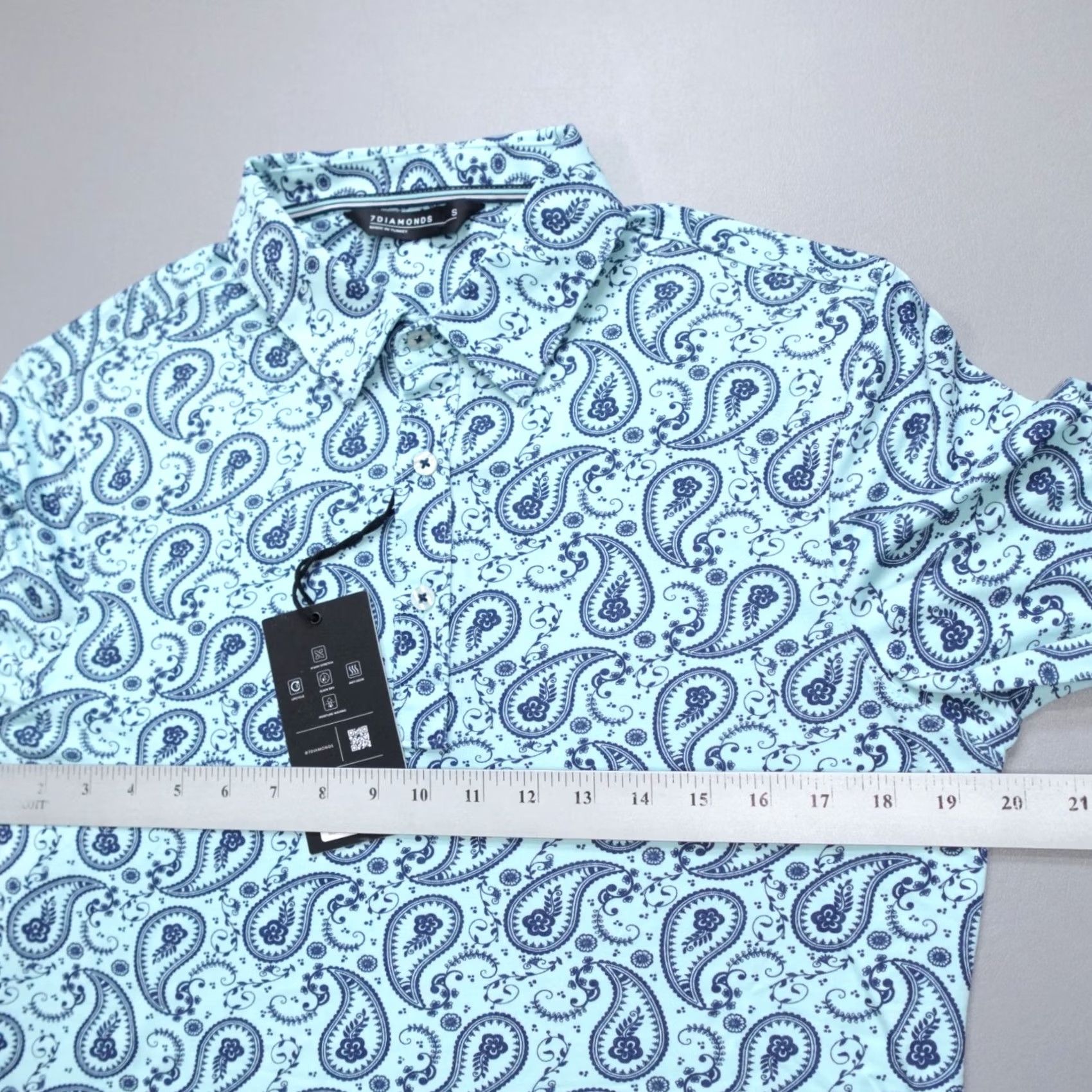 Vintage 7 Diamonds Polo Shirt Blue Paisley Wicking Stretch Size S Mens Polo Shirt Size US S / EU 44-46 / 1 - 6 Thumbnail