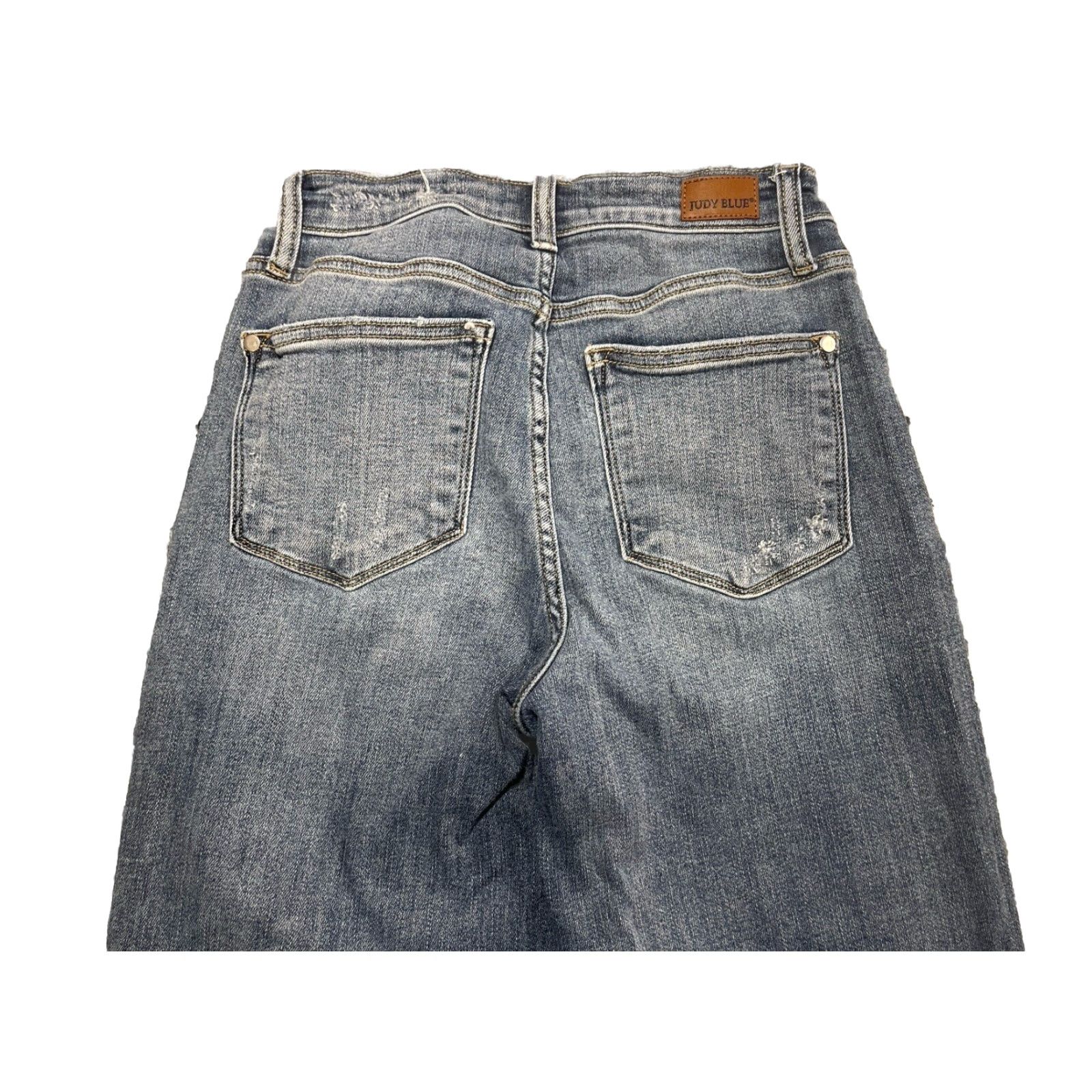 Denime Judy Blue Women's Wide Leg Cropped Distressed Jeans, Size 25, Blue, City Theme Size 42" / US 20 - 5 Thumbnail