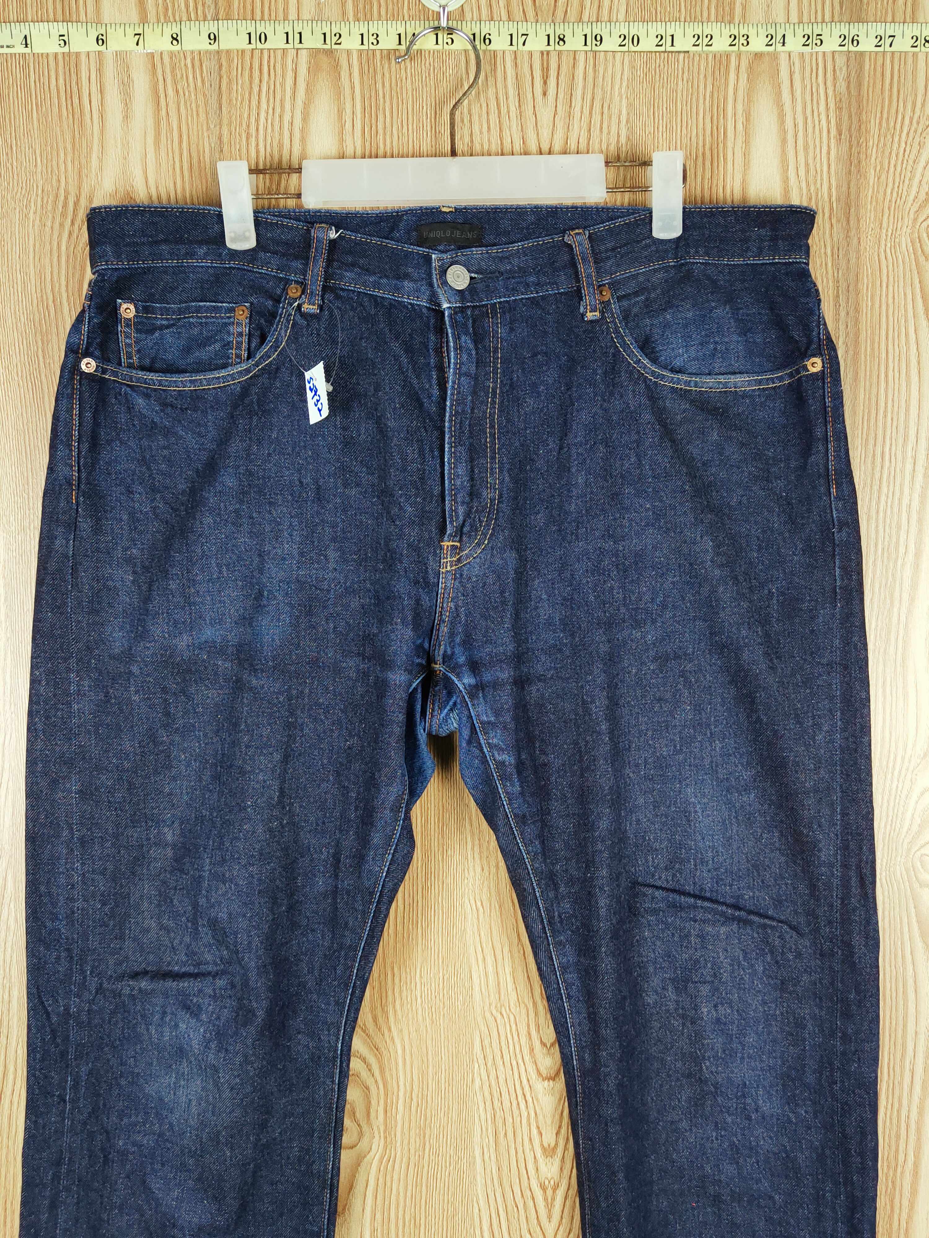 Japanese Brand Uniqlo Dark Blue Distressed Ripped Jeans #S2732 Size US 38 / EU 54 - 2 Thumbnail