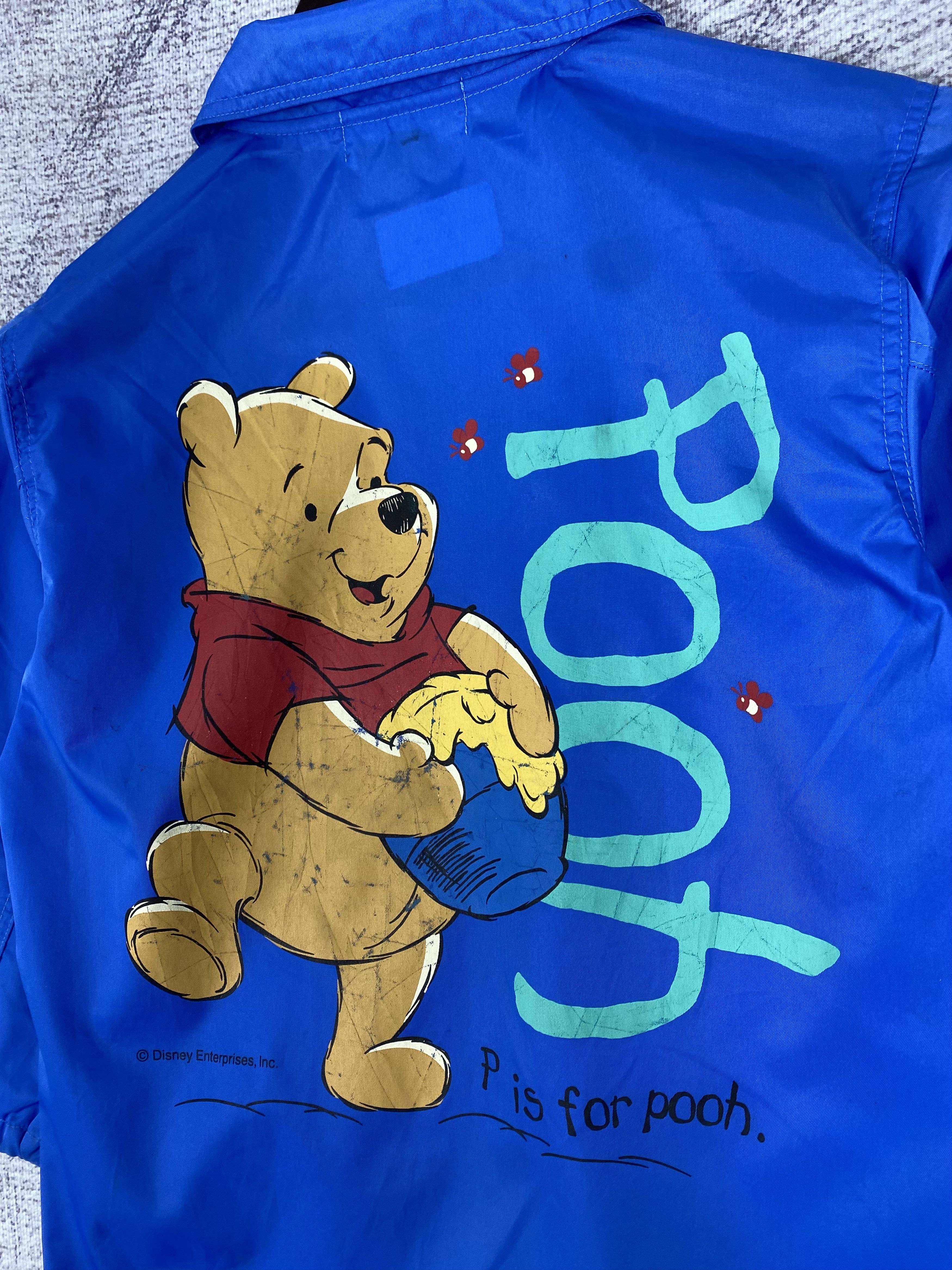 Anime 90s Vintage Winnie The Pooh Disney Embroidered Blue Stripe Size US XS / EU 42 / 0 - 6 Thumbnail