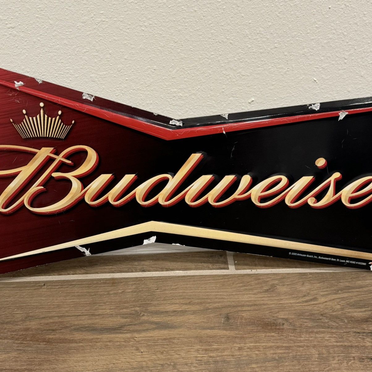 Budweiser × Vintage 2005 Budweiser Bowtie |31x10in| Beer Tin Bar Sign Man Cave Size ONE SIZE - 6 Thumbnail