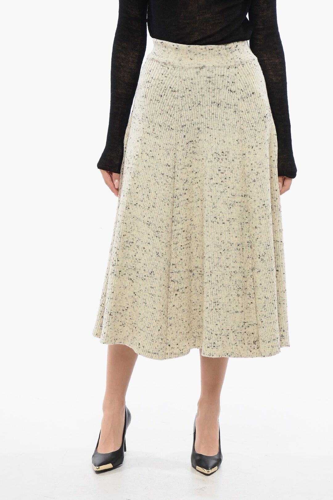 og1mm1225 Wool Flared Skirt in White