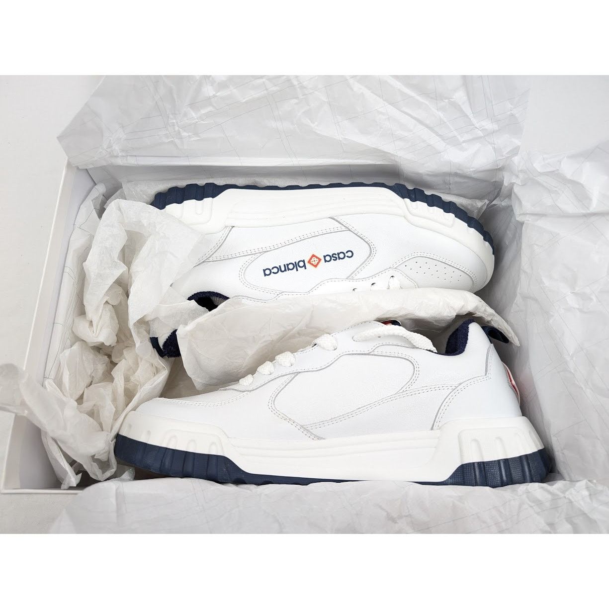 Casablanca o1rshd1 Men's Court Sneakers in White Navy Size US 9 / EU 42 - 20 Thumbnail