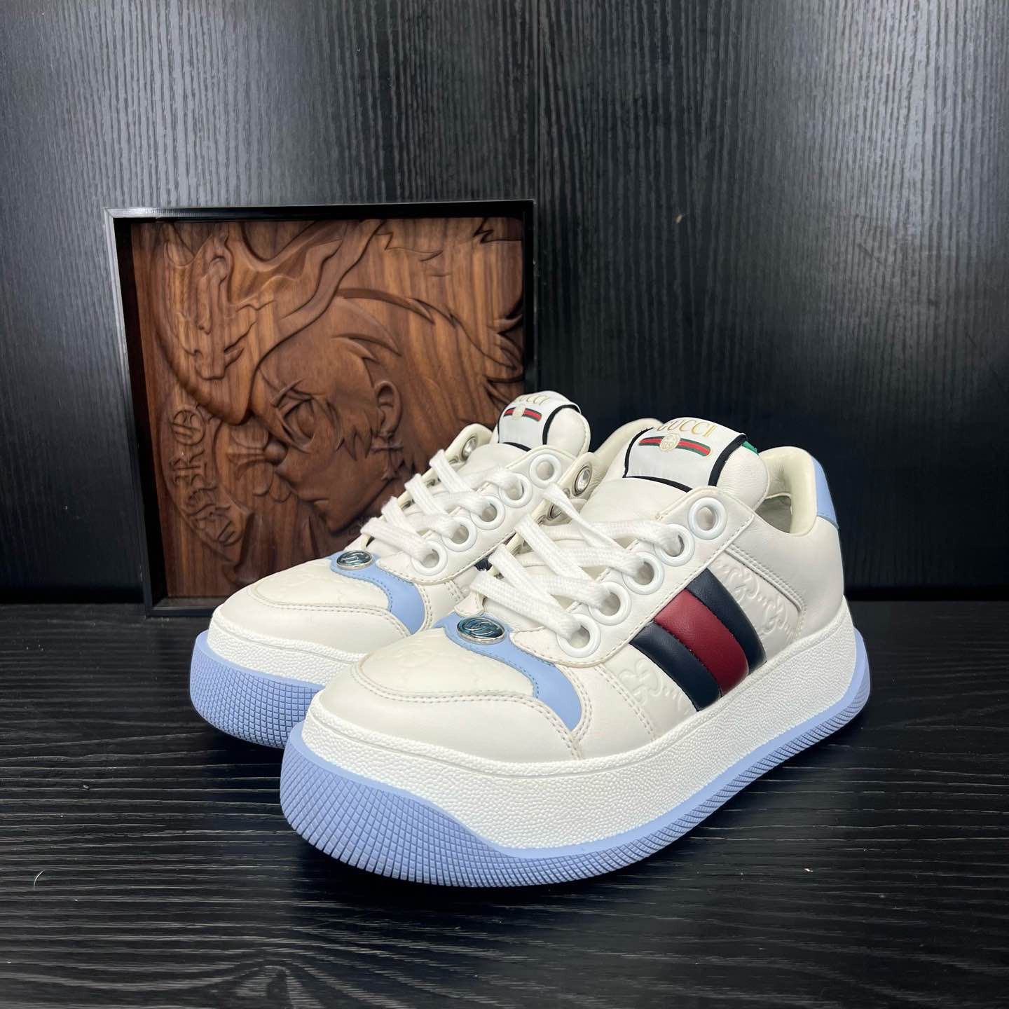 Gucci Gucci Screener Leather Low-Top Sneakers Size 34.5 Size US 4.5 / IT 34.5 - 1 Thumbnail