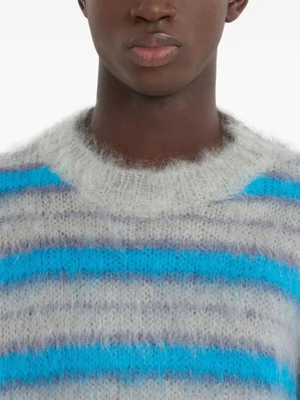 Marni o1w1db11125 Striped Mohair-Blend Jumper in Grey Size US M / EU 48-50 / 2 - 4 Thumbnail