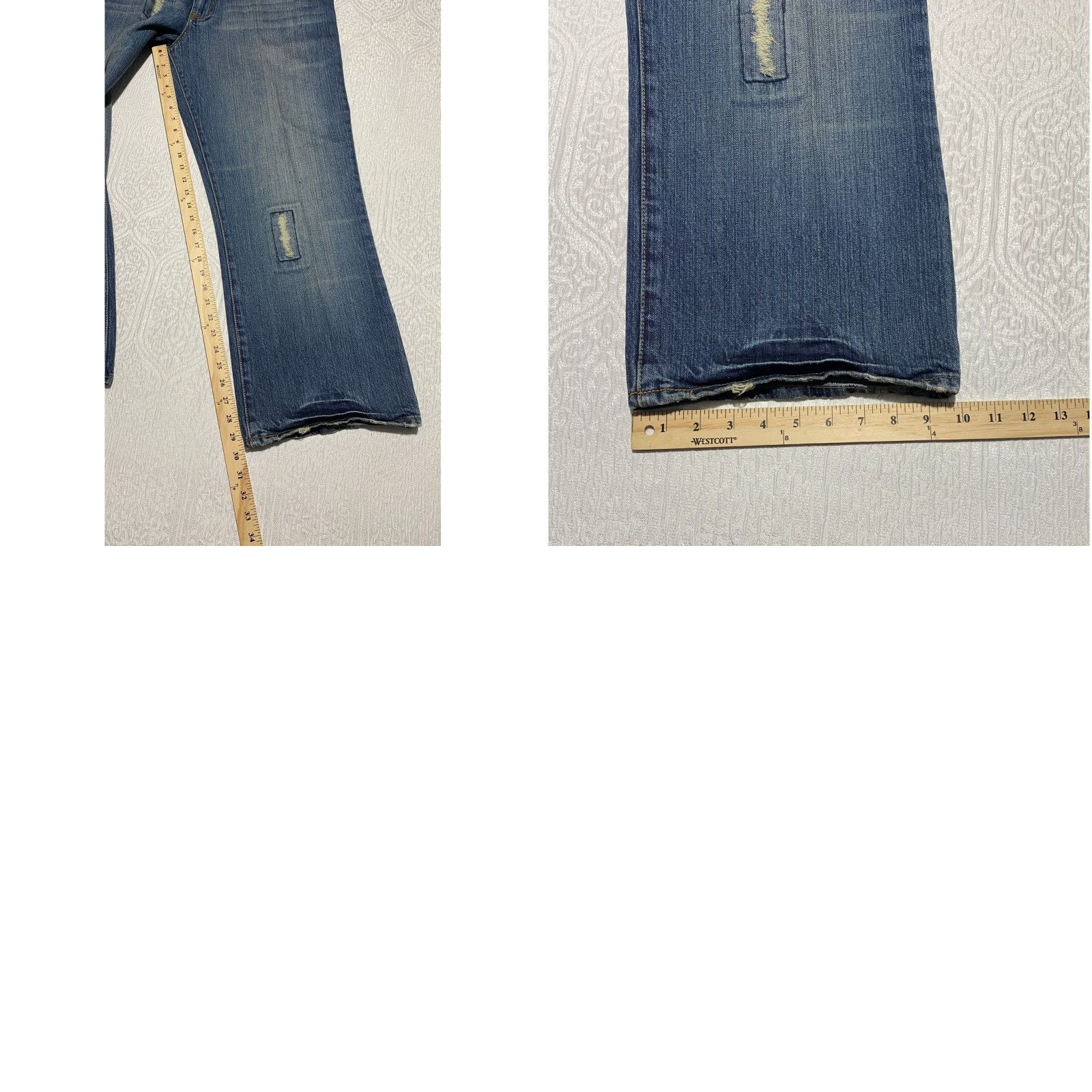 Vintage Paco Jeans Mens 36x30 Blue Denim Distressed Patchwork Whiskers Straight Wide Leg Size US 36 / EU 52 - 8 Thumbnail