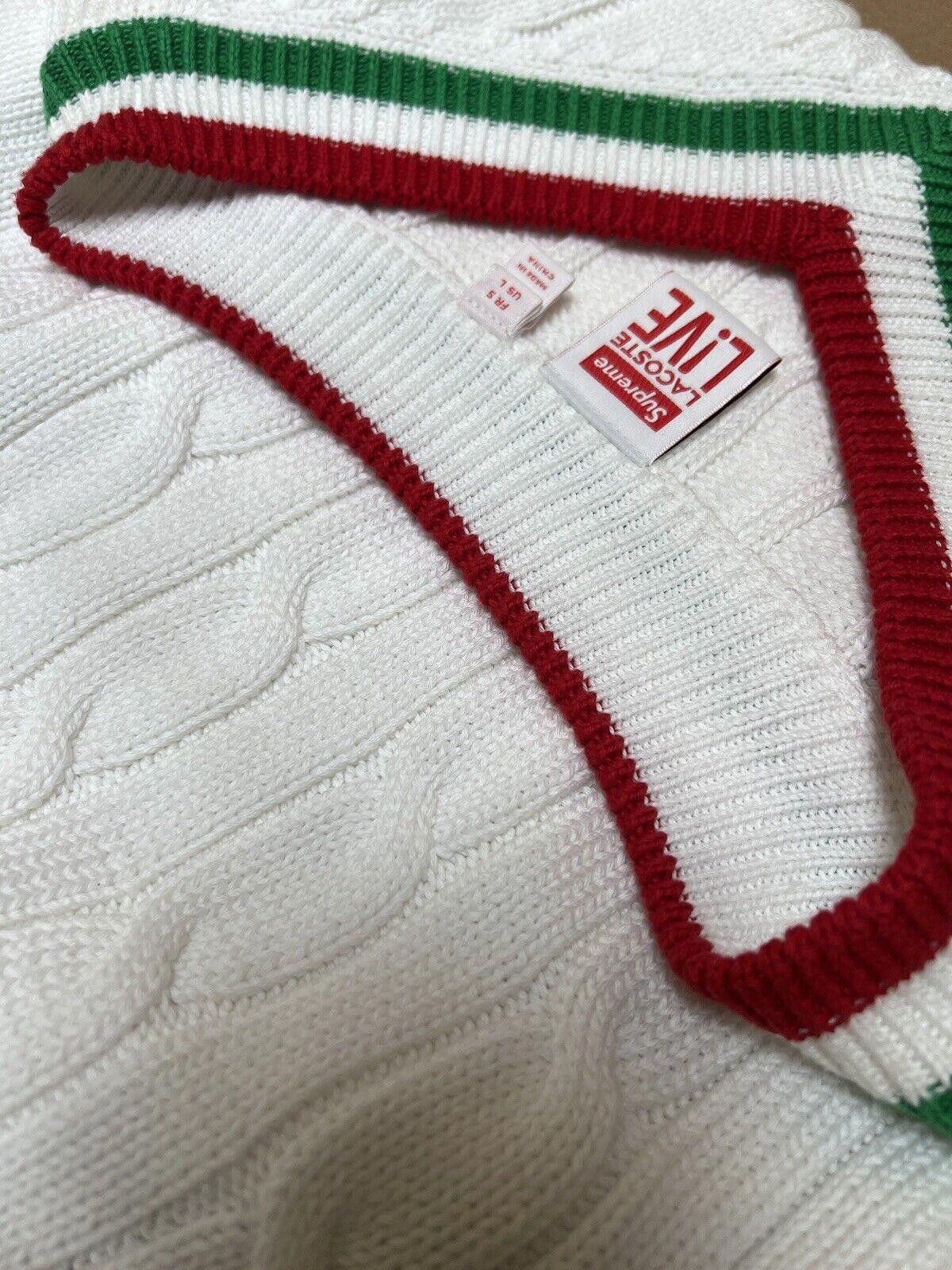 Supreme SS17 SUPREME LACOSTE Tennis Sweater V Neck Cable Knit L Size US L / EU 52-54 / 3 - 7 Thumbnail