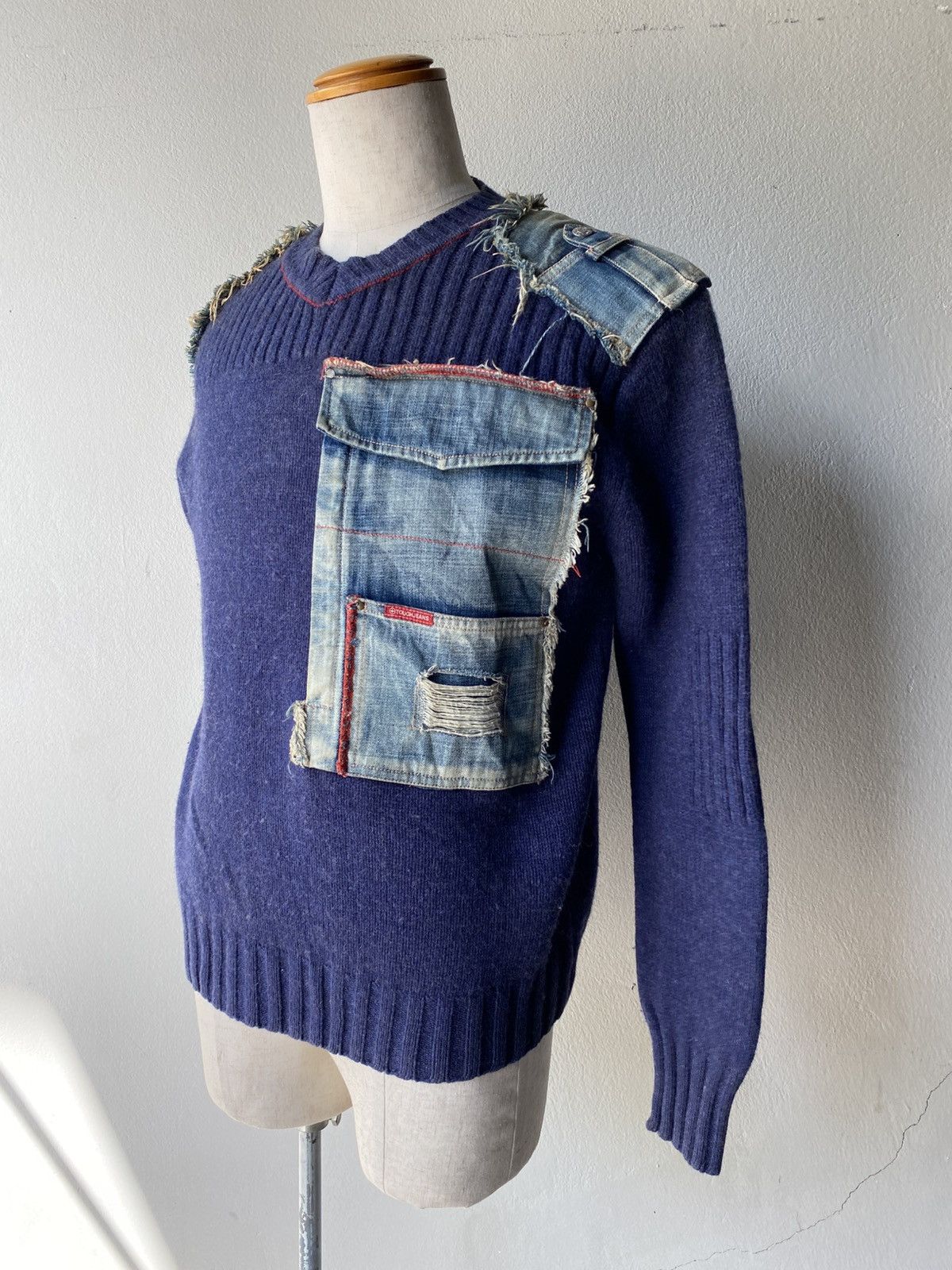 Darn Tough × Designer TOUGH JEANS Indigo Denim Patch Knit Size US XL / EU 56 / 4 - 16 Thumbnail