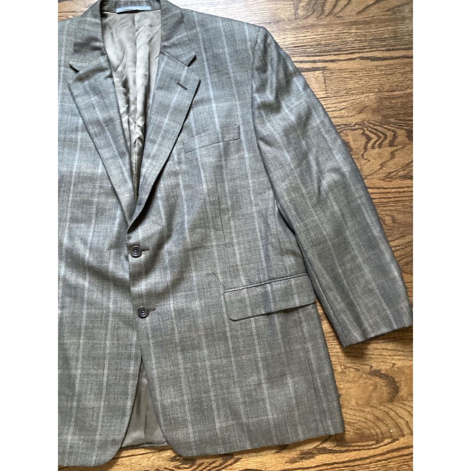 Vintage Hickey Freeman Mens Sport Coat Size 48R Plaid Check 2 Button Jacket Blazer Boys Mens Size 48R - 3 Thumbnail