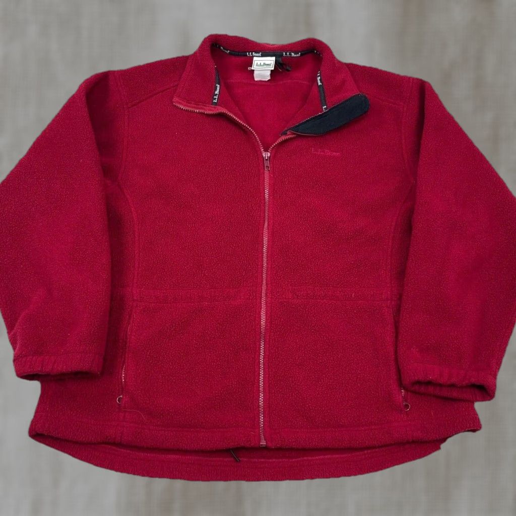 Vintage VINTAGE L.L. Bean Jacket Mens Large Red Fleece Full Zip Short Bomber Jacket Size US L / EU 52-54 / 3 - 1 Thumbnail