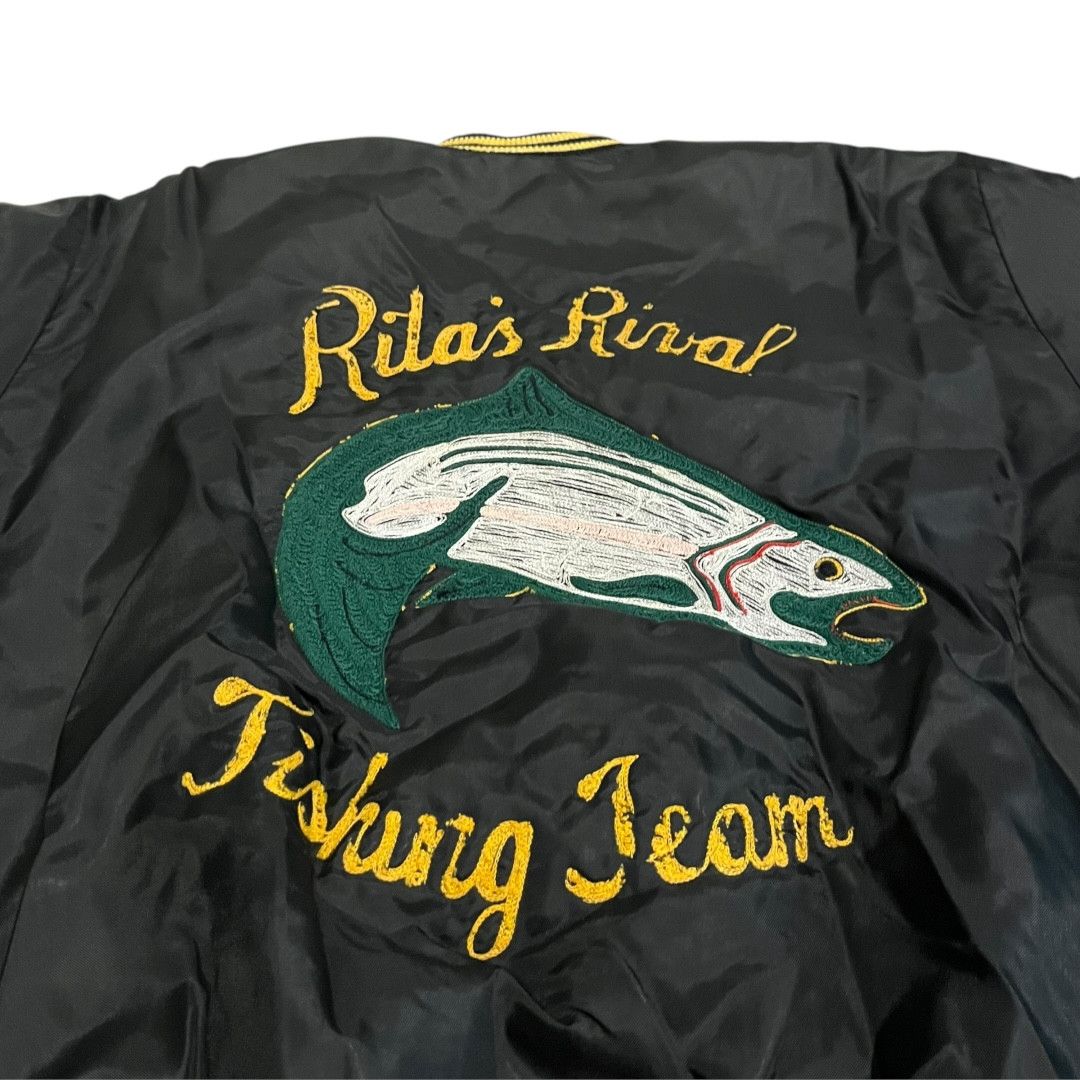 Vintage VINTAGE Chainstitch Fishing Varsity Jacket Size US XL / EU 56 / 4 - 2 Thumbnail
