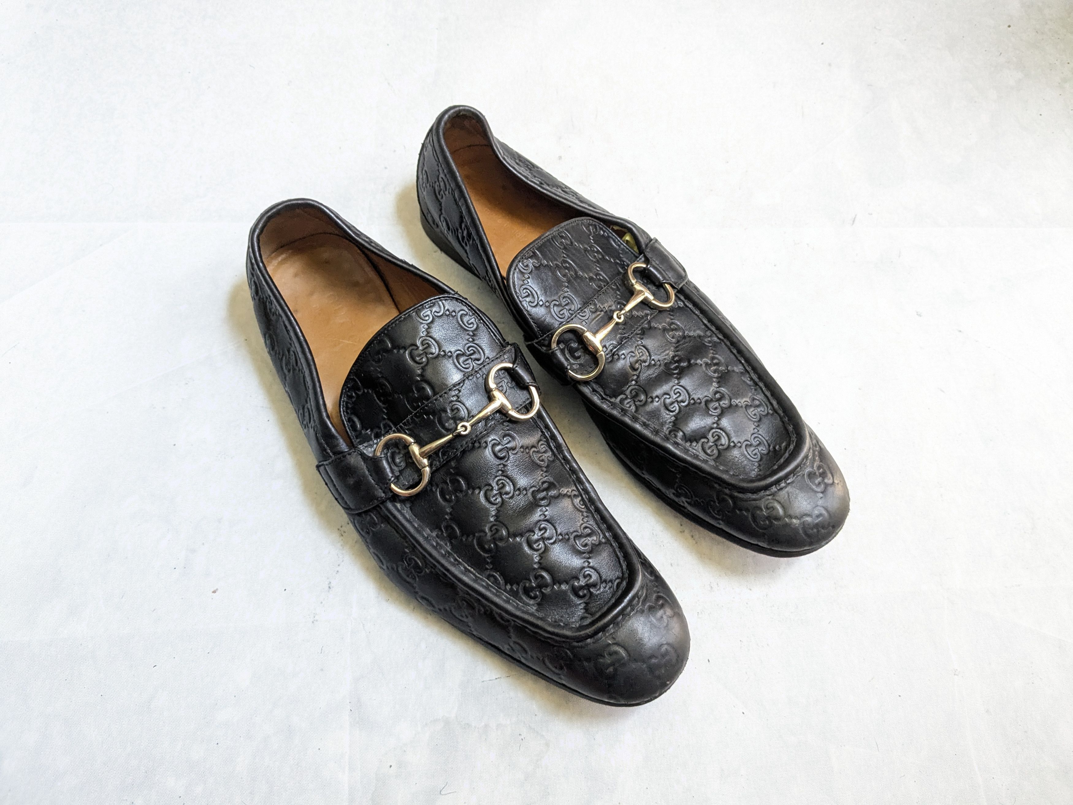 Gucci Gucci Horsebit Loafers Black 12 Leather Monogram Logo GG Size US 12 / EU 45 - 1 Thumbnail