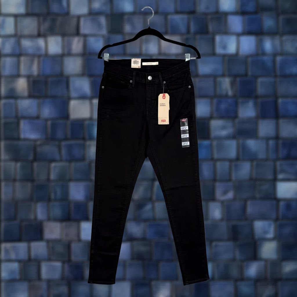 Levi's Levi's Jeans Womens 8 Black Mid Rise Stretch Skinny Denim 29x30 NWT Curvy Slim 5-Pocket Size 30" / US 8 / IT 44 - 1 Thumbnail