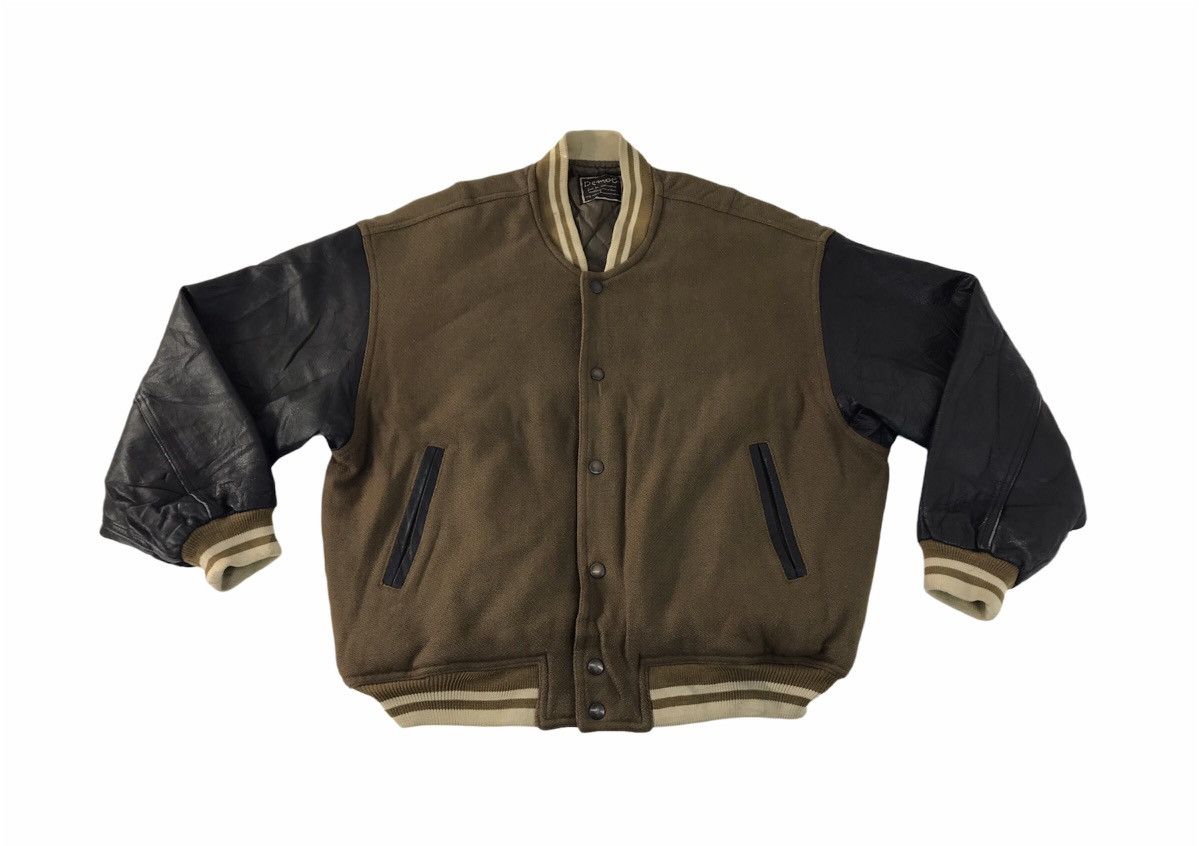 Vintage Demob Men DRH Simple Varsity Jacket Leather Sleeve Size US L / EU 52-54 / 3 - 2 Thumbnail