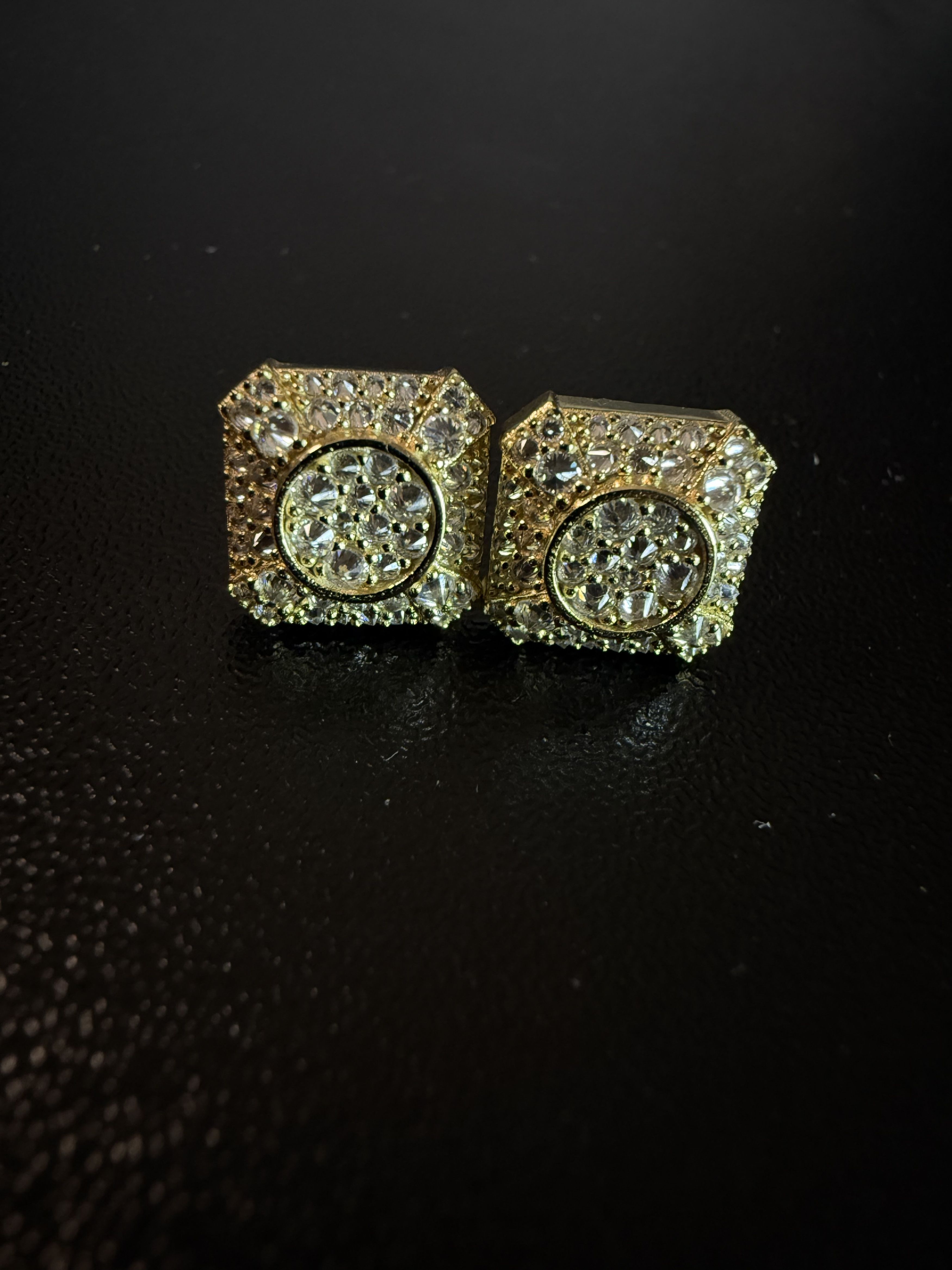 Other Trap Square Halo Studs Moissanite Gold Plated 925s earrings Size ONE SIZE - 10 Thumbnail