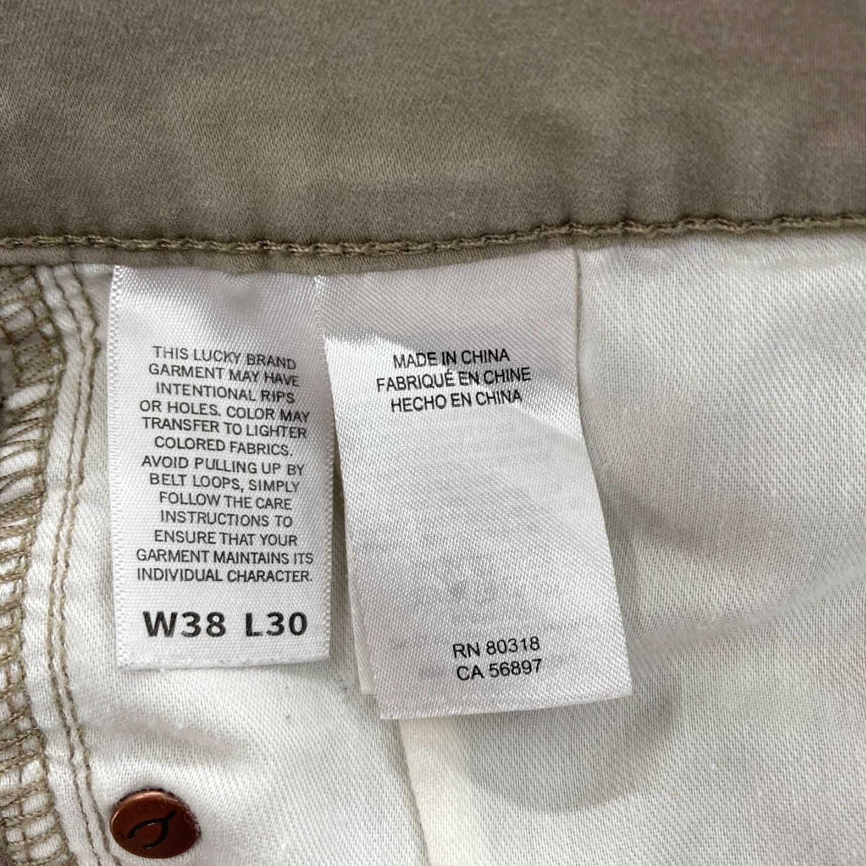 Lucky Brand Lucky Brand 121 Slim Pants Mens 38x30 Brown Stretch Fabric Straight 5-Pocket Size US 38 / EU 54 - 7 Thumbnail