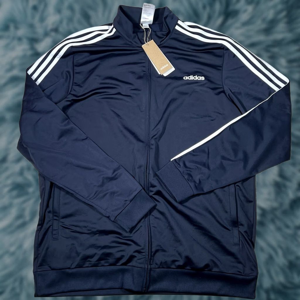 Adidas Adidas Essentials Jacket 3-Stripes Tricot DU0445 Track Blue 2XL Tall Mens New Size US XXL / EU 58 / 5 - 1 Thumbnail