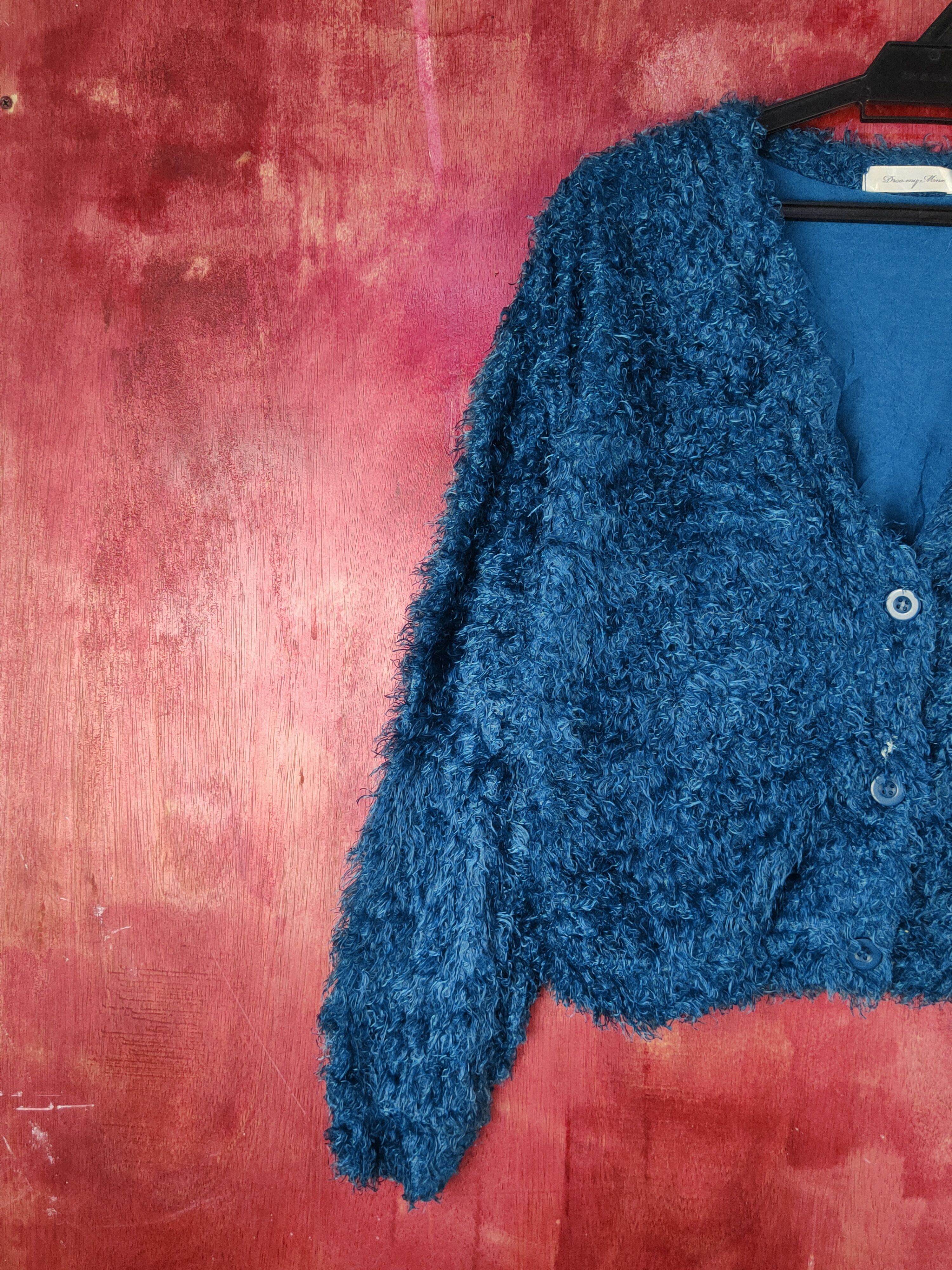 Japanese Brand Dreamy Minx Turquoise Fur Mohair Knitwear Cardigan #S1994 Size M / US 6-8 / IT 42-44 - 3 Thumbnail