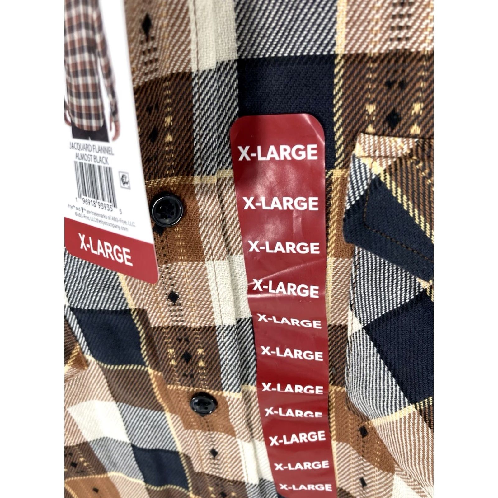 Frye Frye Jacquard Flannel Shirt Men XL Brown Plaid Long Sleeve Button NWT Size US XL / EU 56 / 4 - 4 Thumbnail