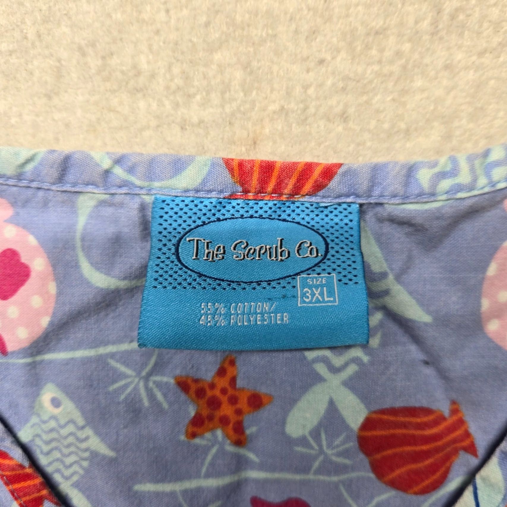 Vintage The Scrub Co. Blue Sea Life Scrub Shirt Top Short Sleeve Tie Adult Size 3XL XXXL Size US XXL / EU 58 / 5 - 3 Thumbnail