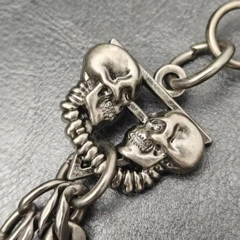 Jewelry Three Layers Double Skull Head Punk Chain Pants Size ONE SIZE - 7 Thumbnail