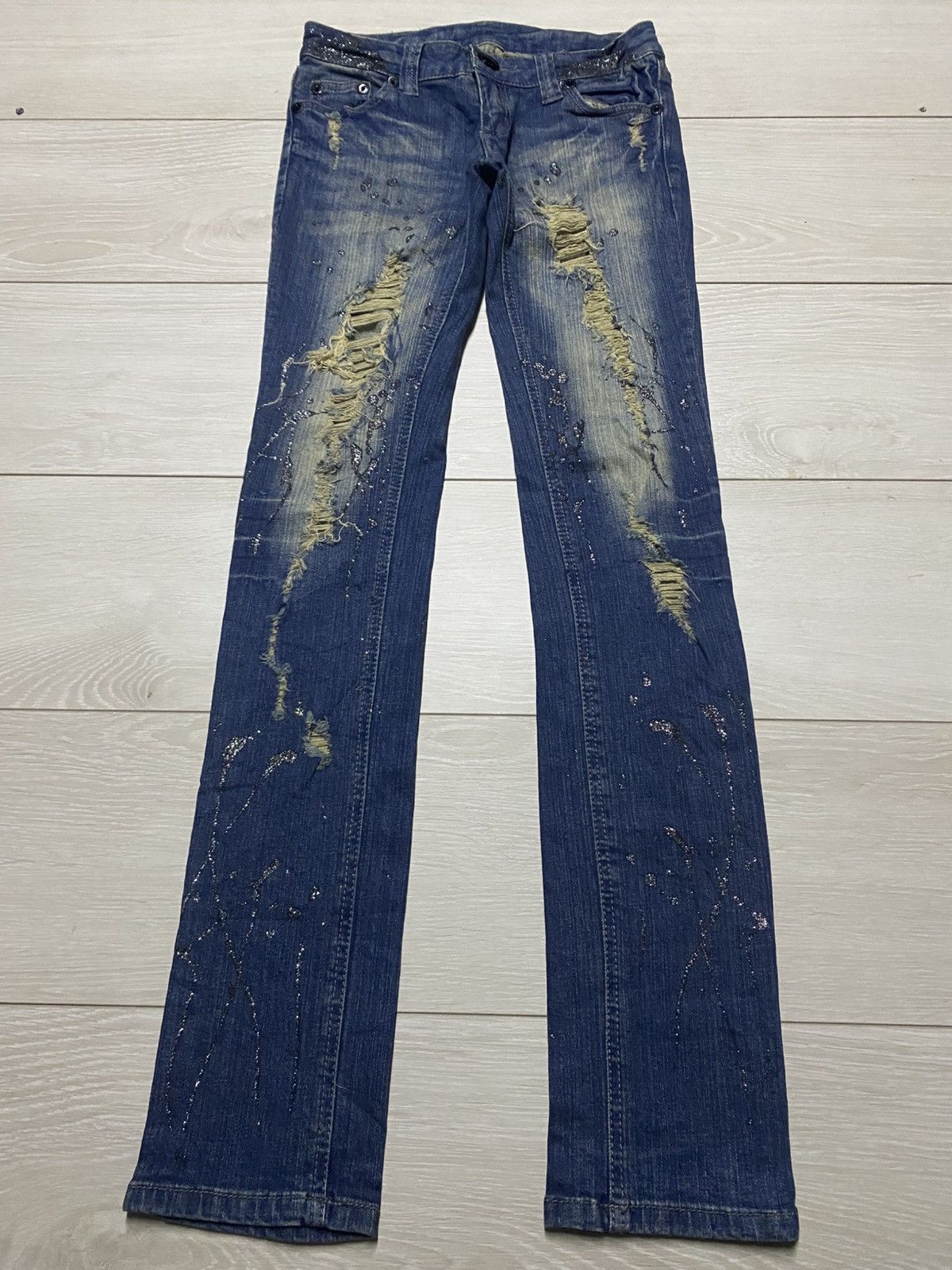 Japanese Back & Forth Splatter Distressed Skinny Jeans