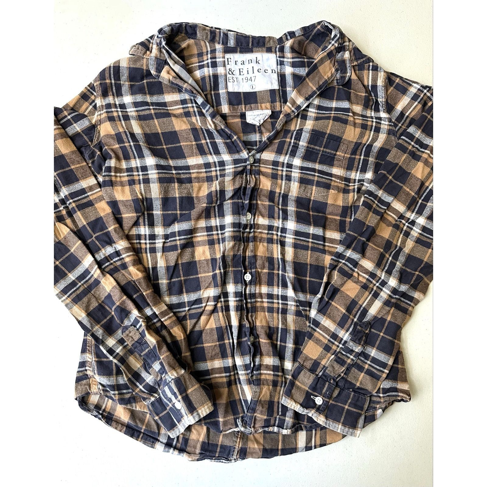 Frank & Eileen Frank & Eileen Flannel Shirt Large L Brown Black Plaid Size L / US 10 / IT 46 - 1 Thumbnail