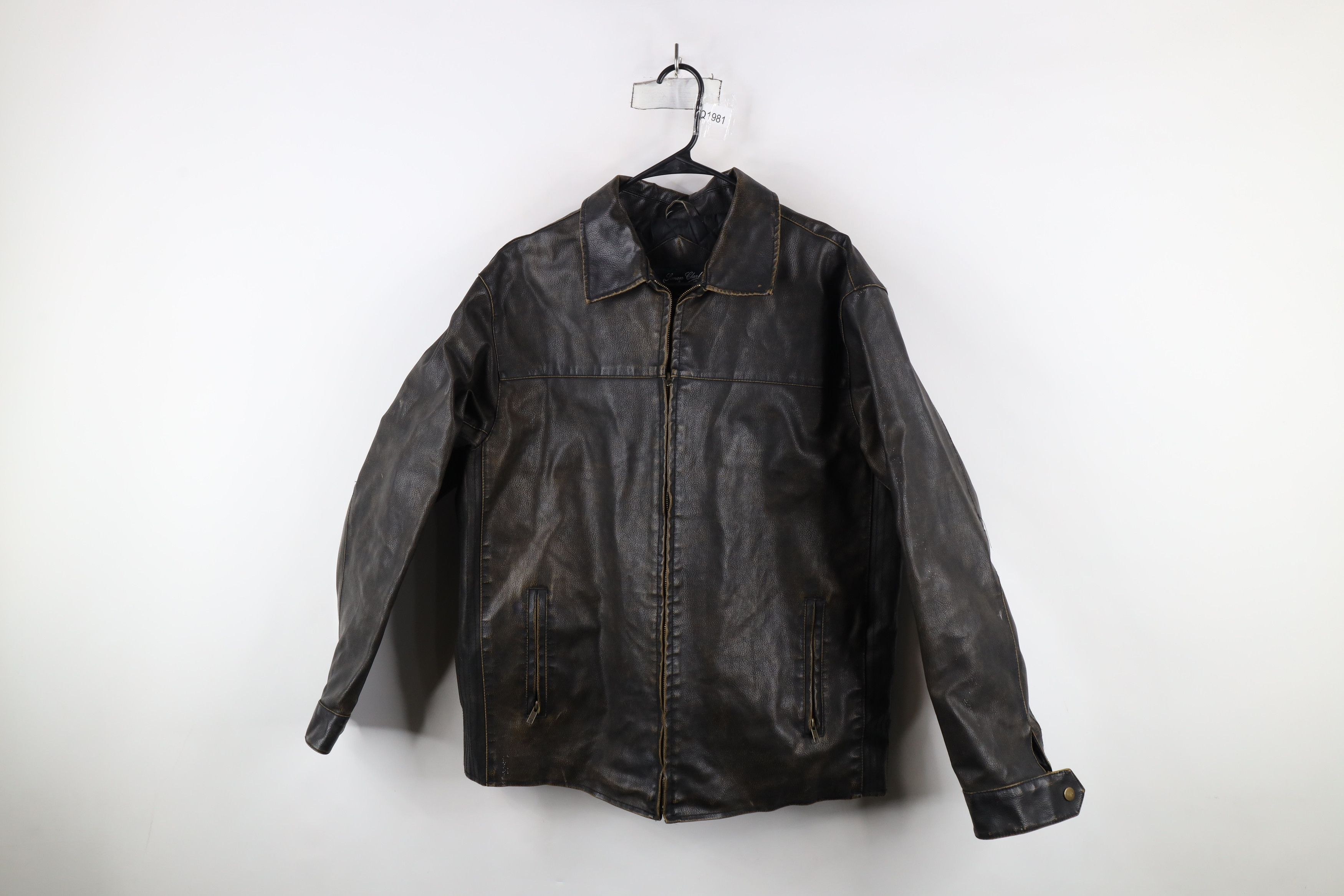 Vintage Vintage 90s Y2K Streetwear Faux Leather Quilted Moto Jacket Size US L / EU 52-54 / 3 - 1 Thumbnail