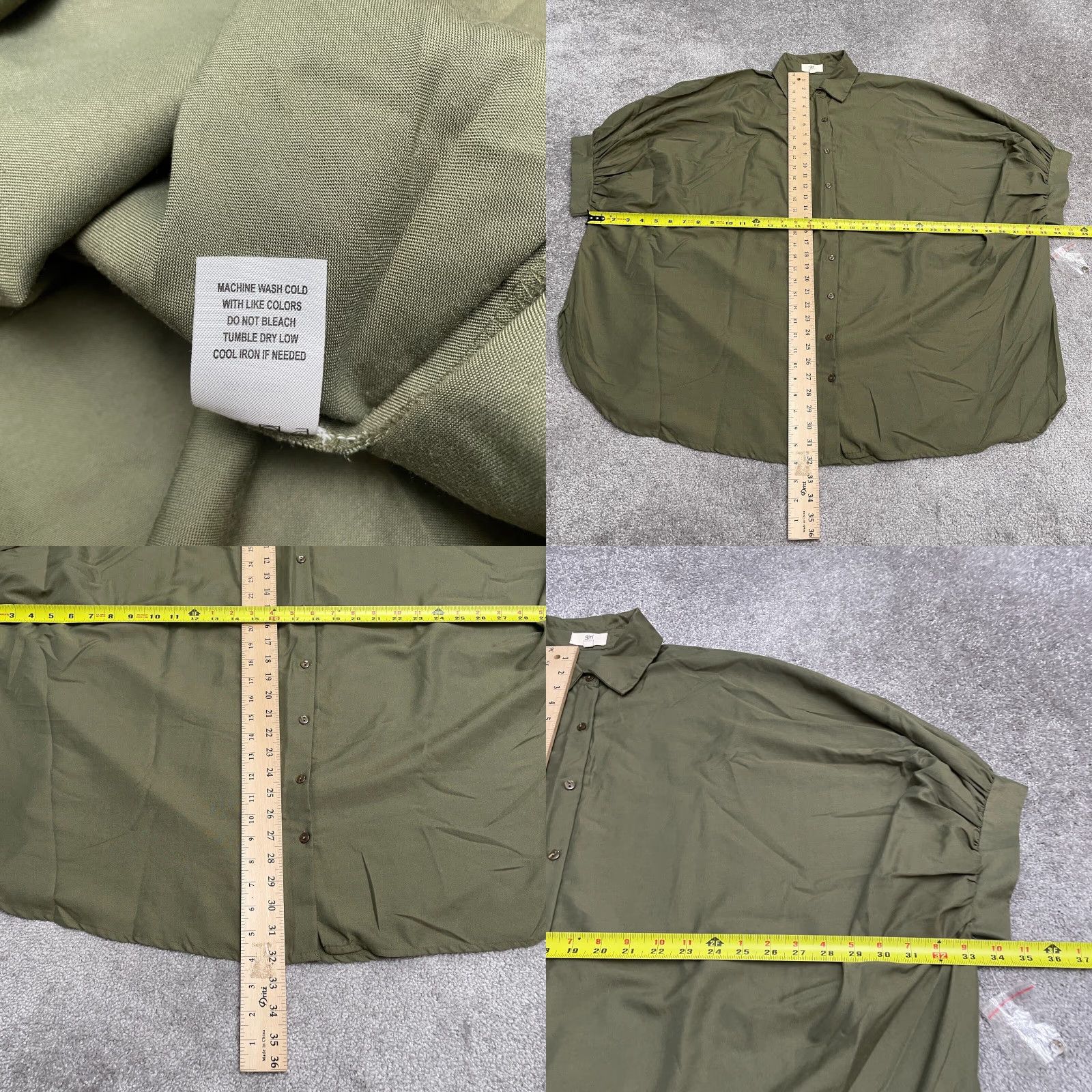Vintage Girl Soul Button-Up Shirt Women 0X Green Short Sleeve Oversized Casual Blouse Knit Polyester Regular Solid Classic Outdoor Size XL / US 12-14 / IT 48-50 - 8 Thumbnail