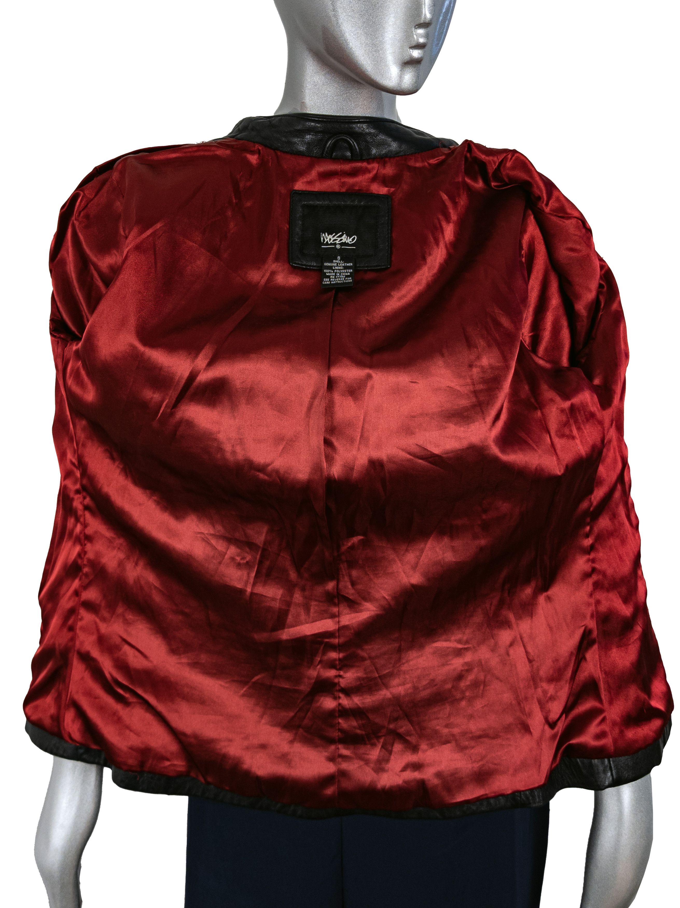Mossimo Y2K Mossimo black women's leather jacket burgundy lining Size S / US 4 / IT 40 - 14 Thumbnail