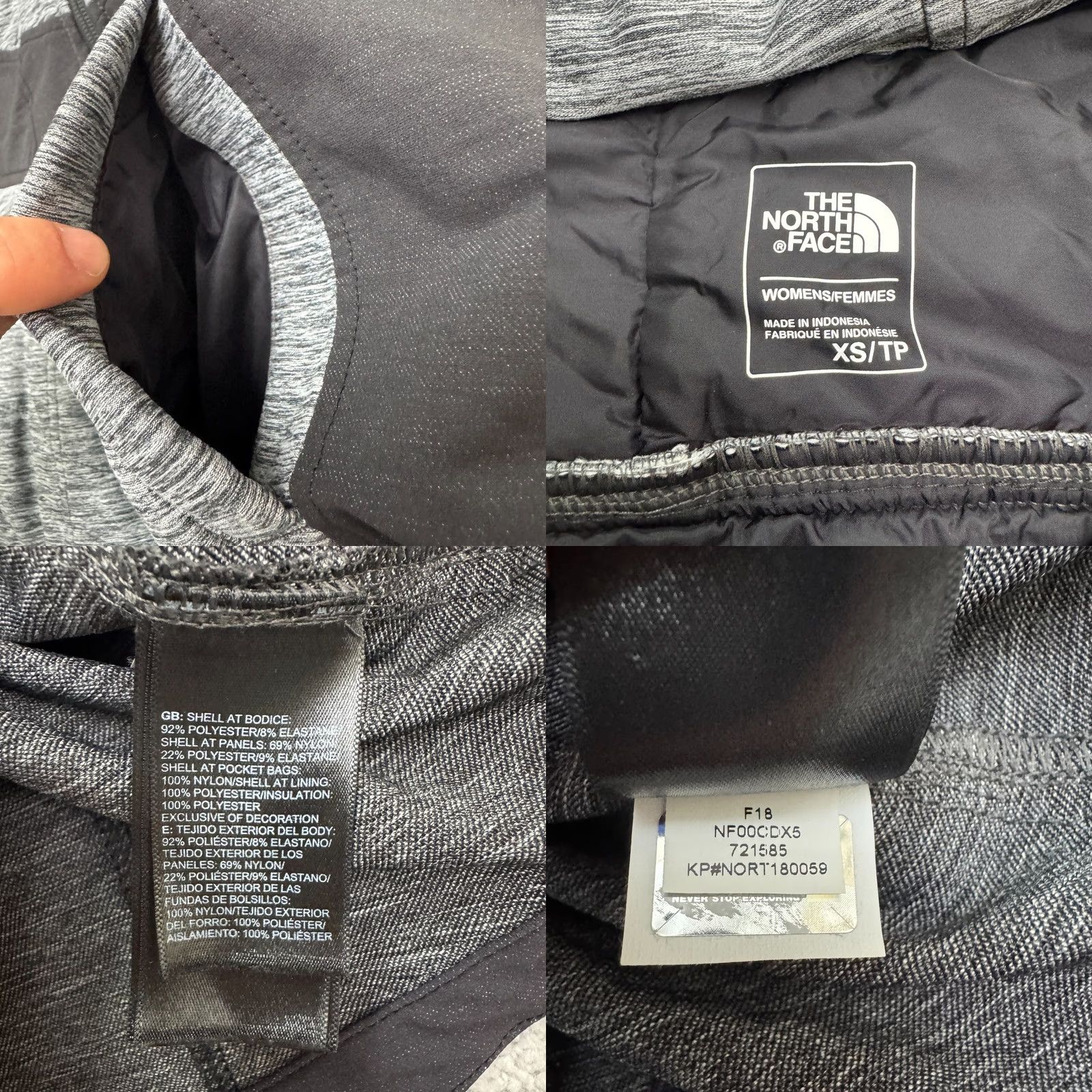 The North Face The North Face Pseudio Quilted Hoodie Jacket Womens XS Gray Colorblock Size XS / US 0-2 / IT 36-38 - 8 Thumbnail