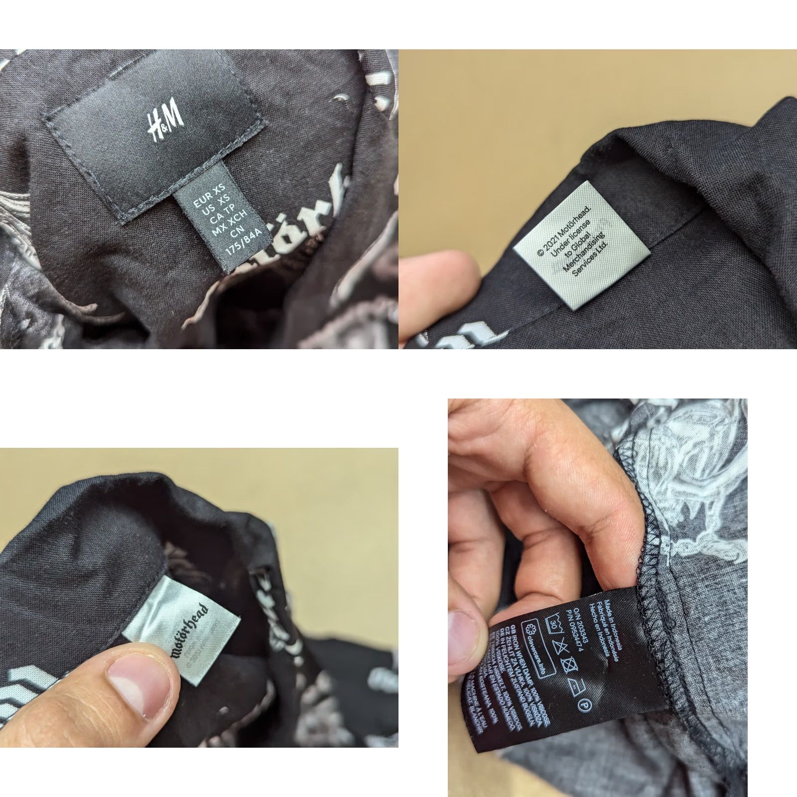 H&M H&M Motorhead Button Up Shirt Mens XS Black White AOP Short Sleeves Size US XS / EU 42 / 0 - 8 Thumbnail