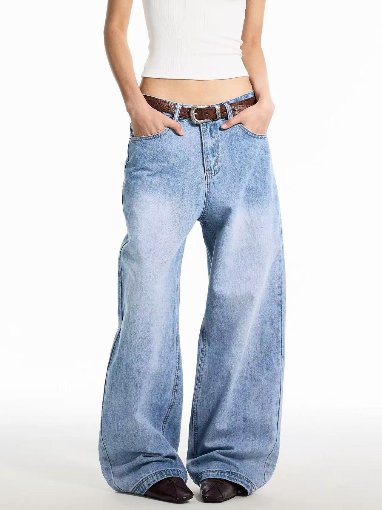 Vintage Retro washed cleanfit blue straight leg jeans for men Size US 32 / EU 48 - 3 Thumbnail