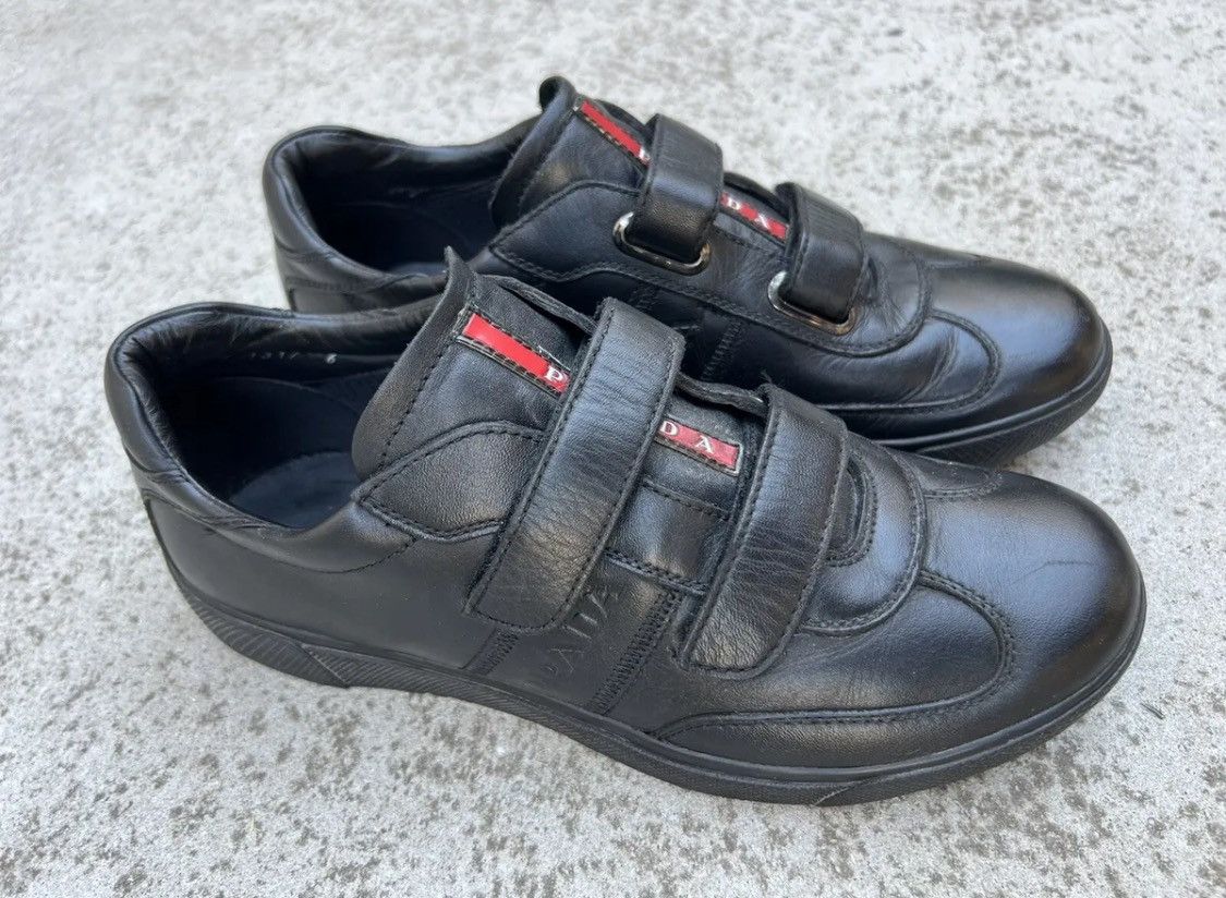 Prada Authentic💫Prada💫2 Strap Leather Sneaker (4P 1317) Size US 8 / EU 41 - 2 Thumbnail