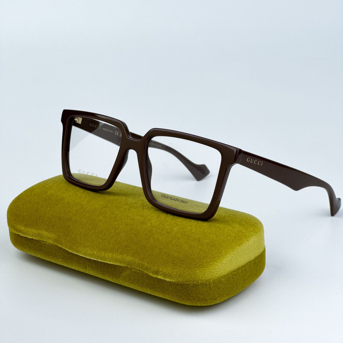 image of New Gucci Gg1540O 007 Men Square 55Mm Eyeglasses GG 1540O in Brown/Demo