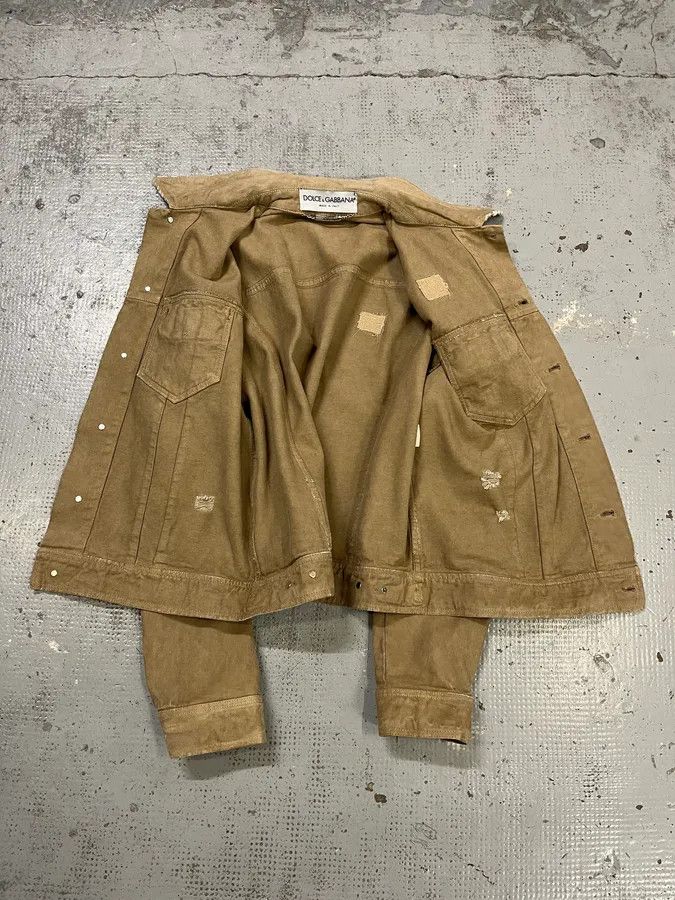 Dolce & Gabbana AW2001 Dolce & Gabbana Distressed Beige Denim Jacket Size US M / EU 48-50 / 2 - 9 Thumbnail