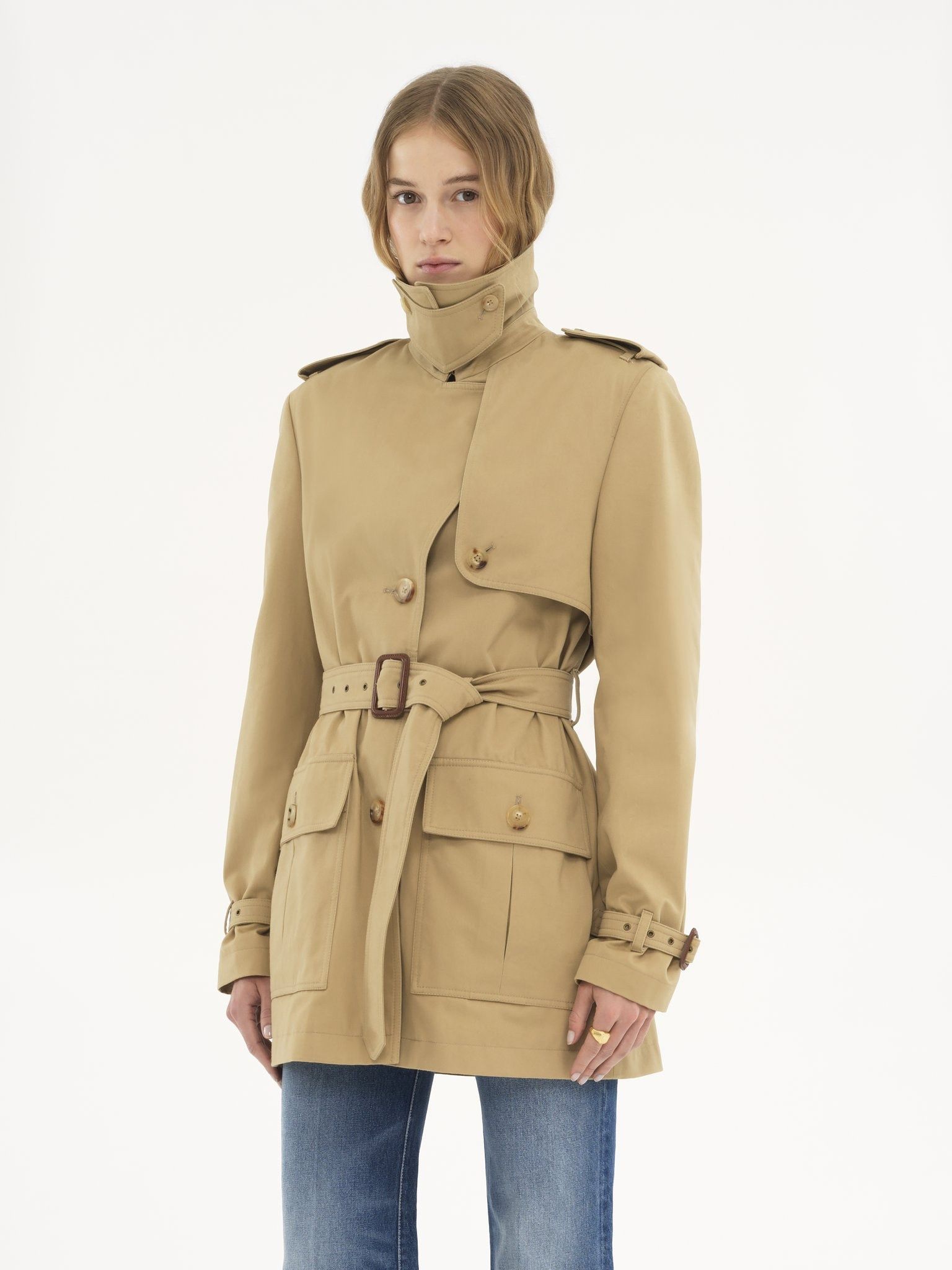 Chloe o1loc1c11125 Short Trench Coat in Argil Brown Size S / US 4 / IT 40 - 3 Thumbnail