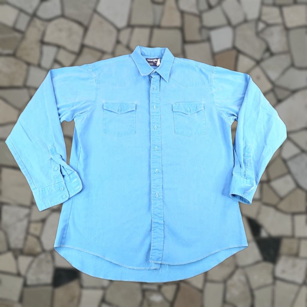 Wrangler VINTAGE Wrangler Shirt Men Large Blue Western Button Up 80s Cowboy Outdoor Western Size US L / EU 52-54 / 3 - 1 Thumbnail
