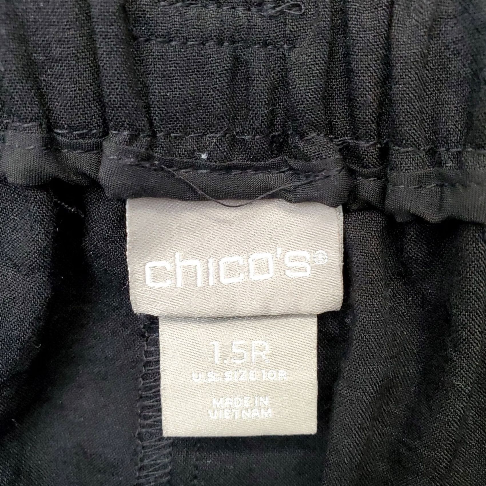 Vintage Chico's Paperbag Pants Women's 10R Black Pleated Utility Pocket Straight Leg Shirt Size 32" / US 10 / IT 46 - 7 Thumbnail