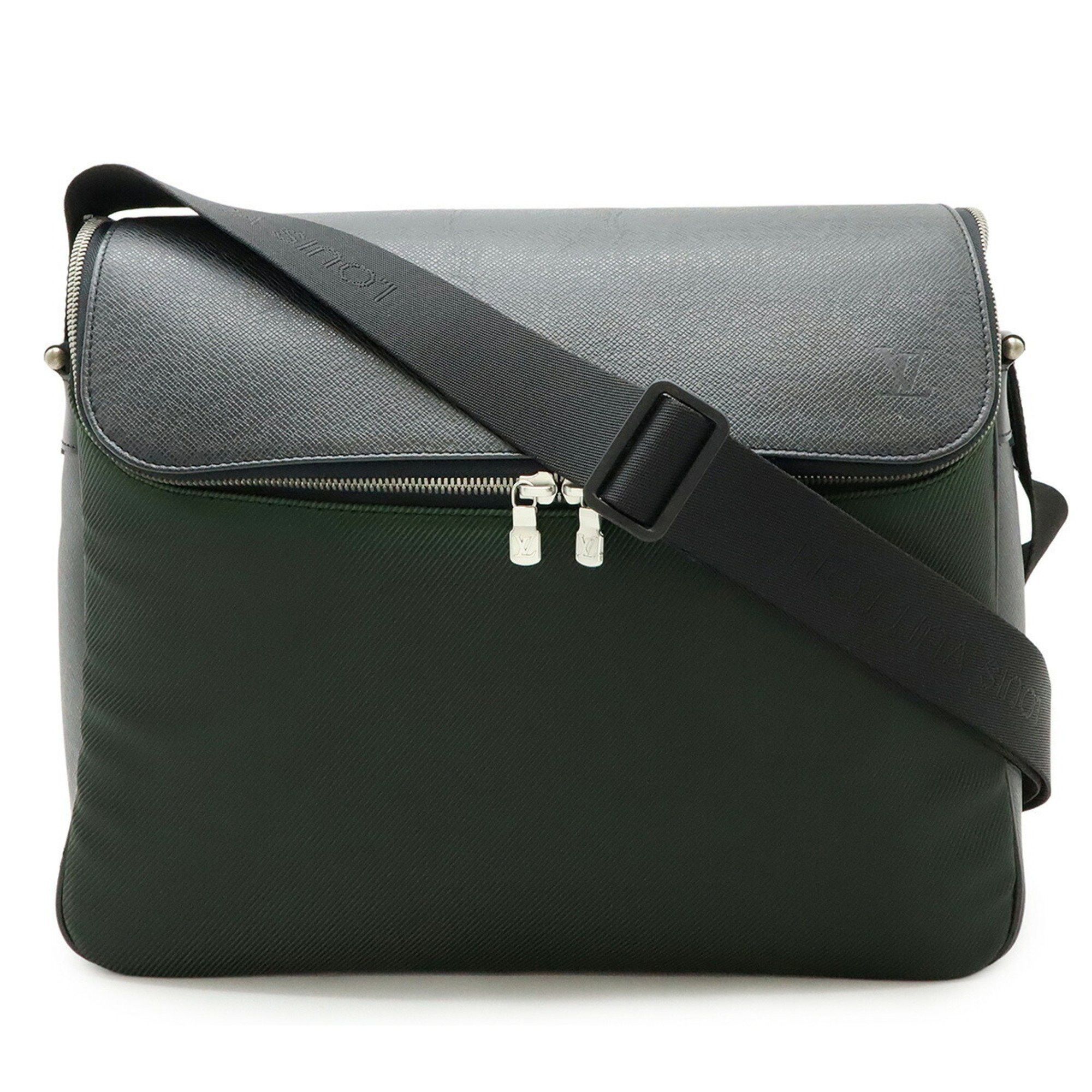 Louis Vuitton Taiga Taimir Shoulder Bag Leather Canvas Ardoise M30862, Women's