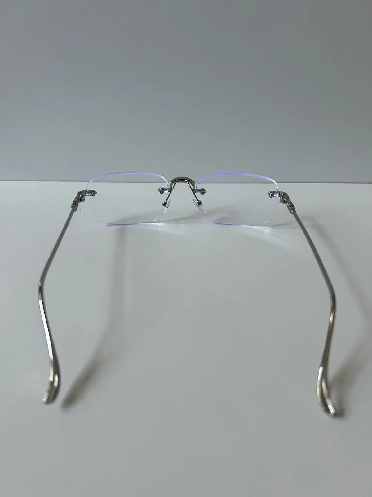 Japanese Brand × Vintage 90s Y2K style silver cross rimless blue tint lux glasses Size ONE SIZE - 6 Thumbnail