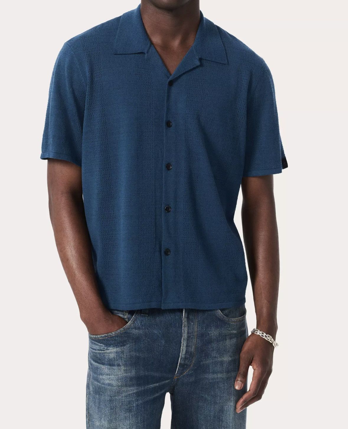 Rag & Bone Rag & Bone Men’s Zuma Pointelle Avery Knit Shirt | Moonlight Size US L / EU 52-54 / 3 - 2 Thumbnail
