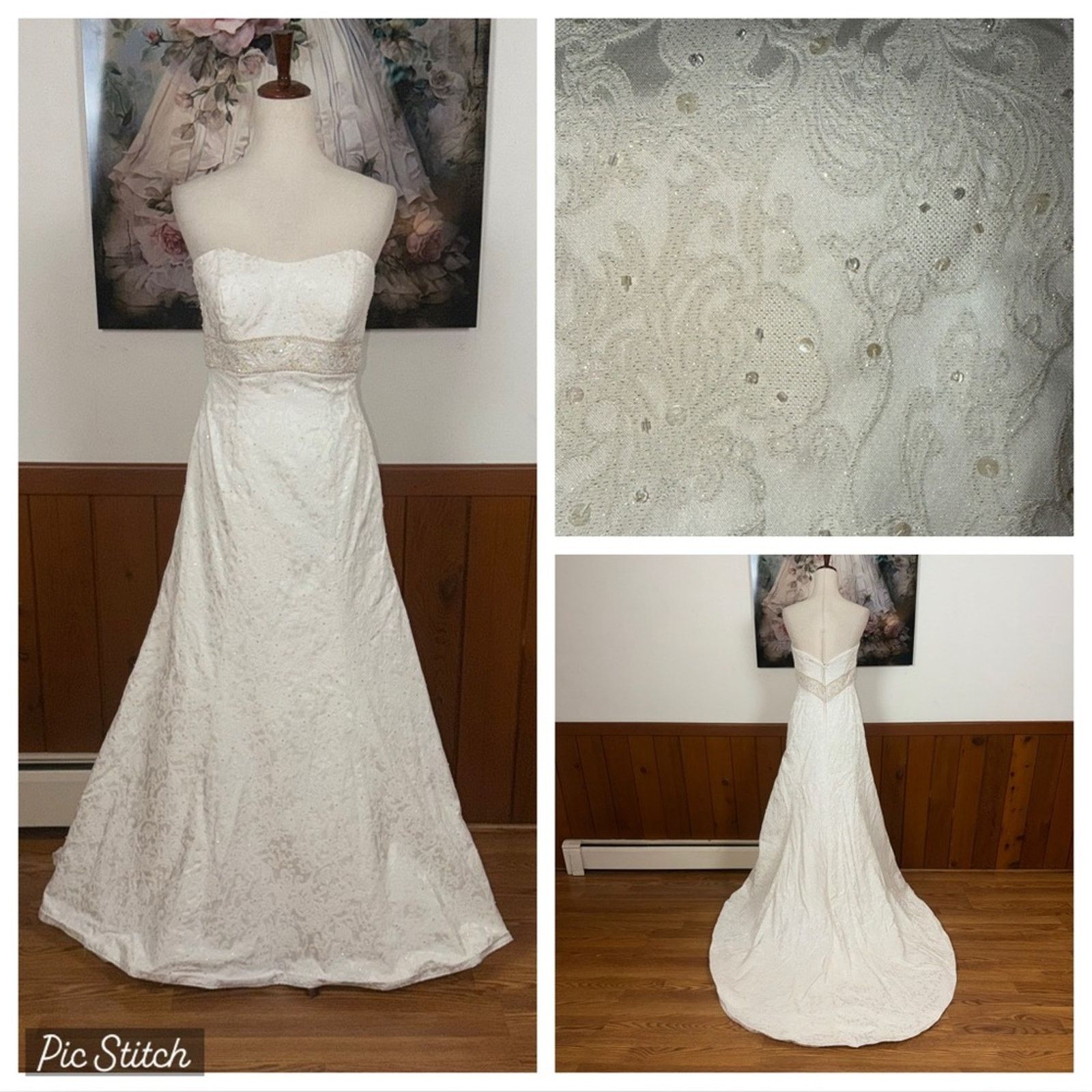 Oleg Cassini Beautiful Oleg Cassini Strapless Brocade Wedding Gown Size M / US 6-8 / IT 42-44 - 1 Thumbnail