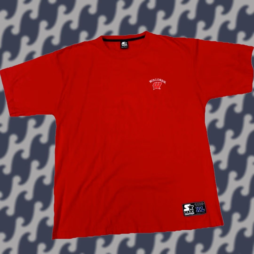 Starter VINTAGE Team Starter TShirt Wisconsin Badgers Red XL Short Sleeve Embroidered Men Cotton Crew Neck Shirt Size US XL / EU 56 / 4 - 1 Thumbnail