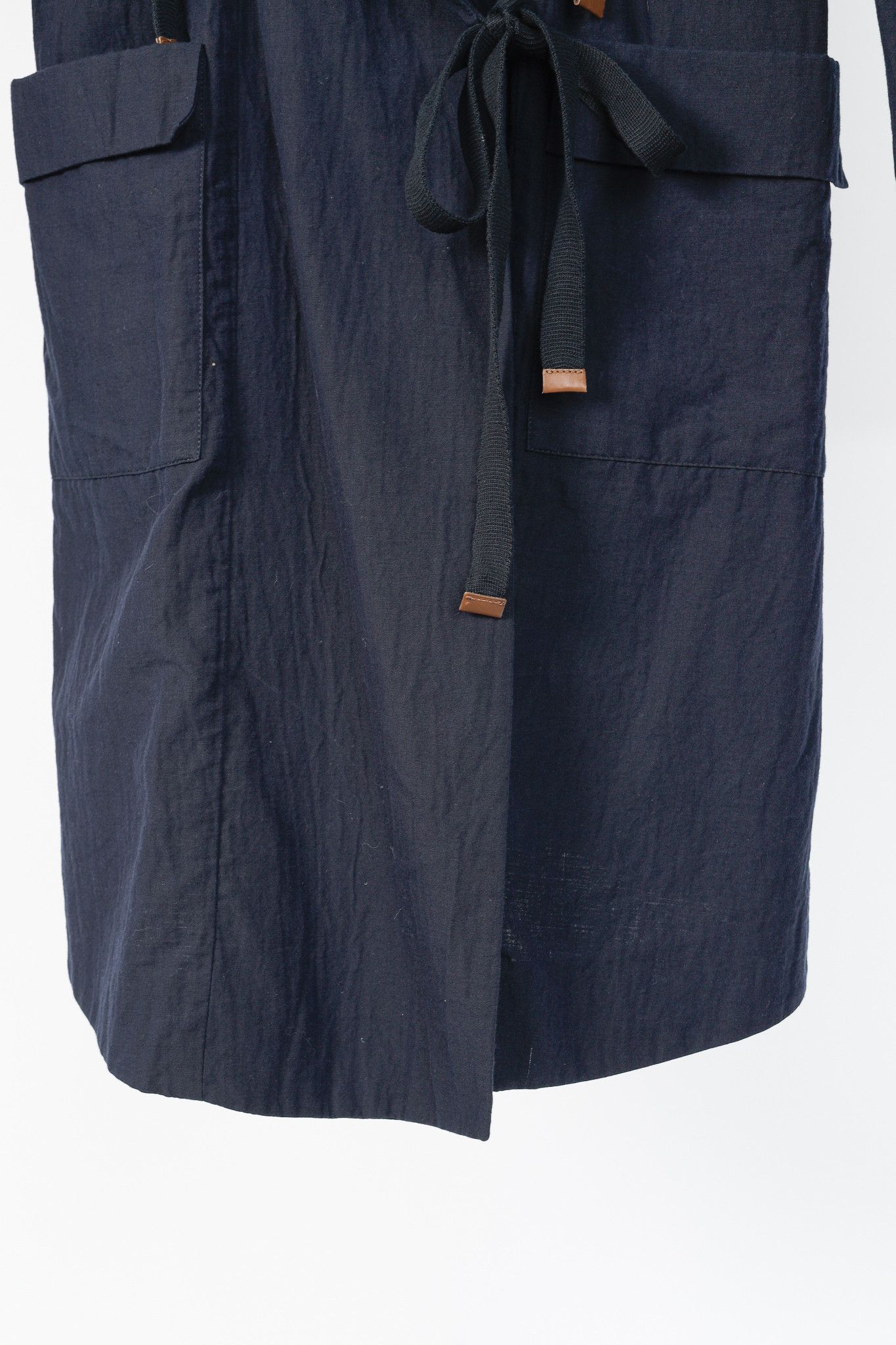 Marni Marni R/10 Navy Cotton-Blend Gauze Tie Duster Coat Size XS / US 0-2 / IT 36-38 - 8 Thumbnail