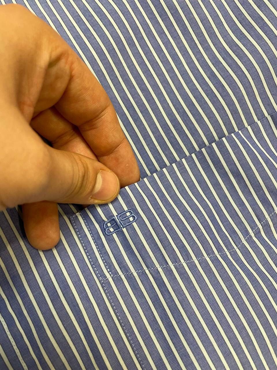 Balenciaga Vintage Balenciaga 90’s Y2K Button Ups Striped Blue Shirt Size US M / EU 48-50 / 2 - 5 Thumbnail