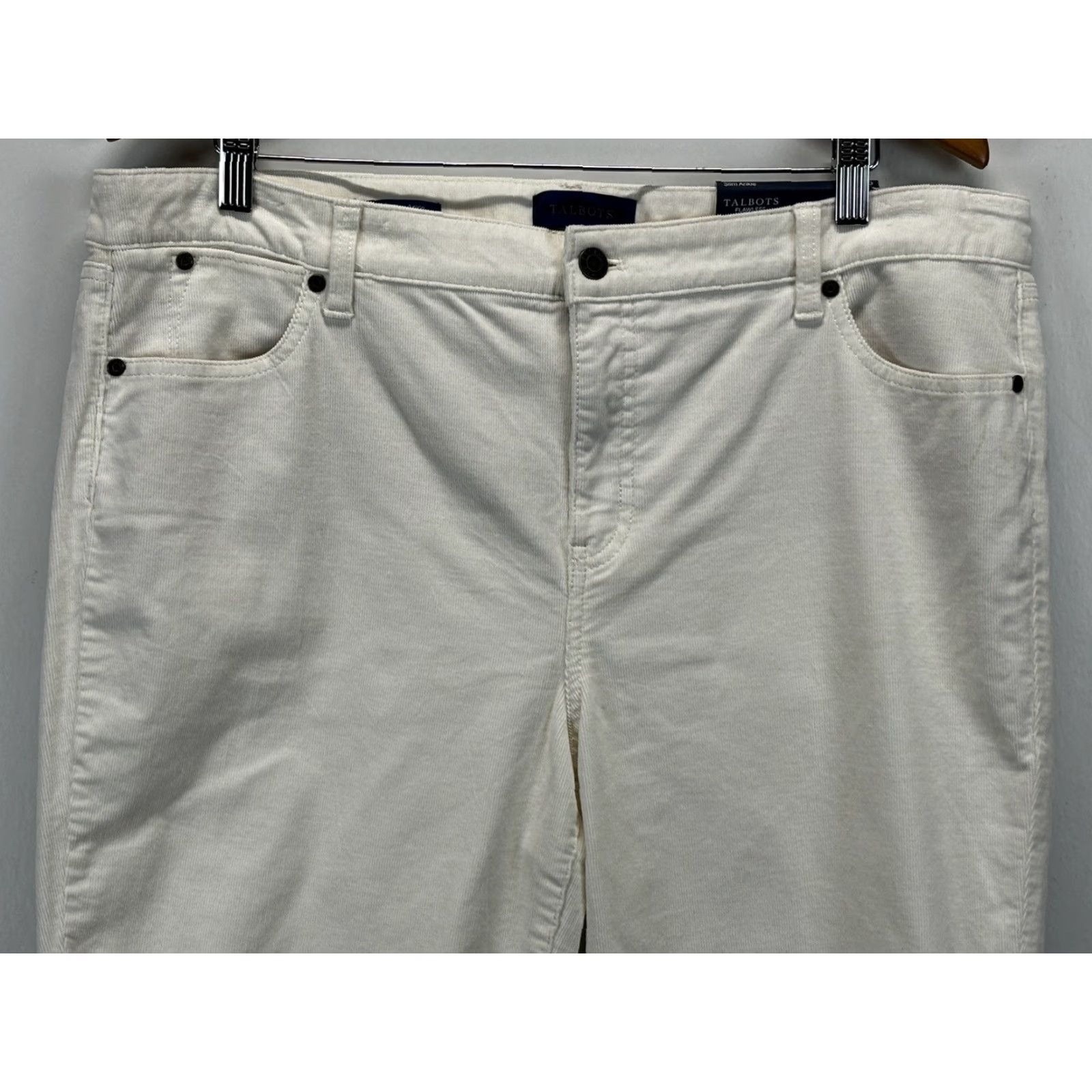 Talbots NEW Talbots Flawless Slim Ankle Pants 16 Ivory Corduroy Womens Size 38" / US 16 / IT 52 - 2 Thumbnail